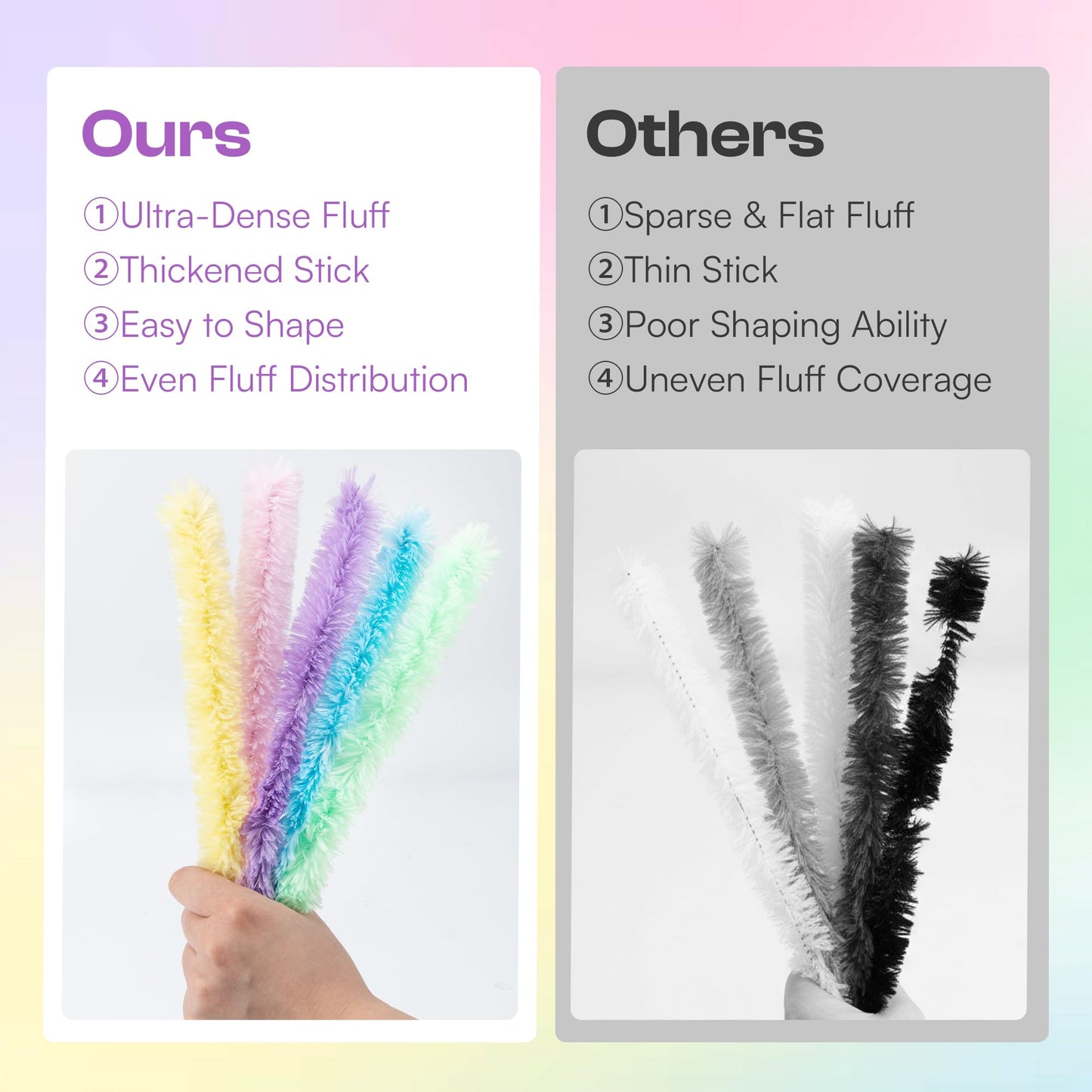 Caydo 50PCS Extra Thick Macaroon Pipe Cleaners Craft Supplies Jumbo Pipe Cleaners Chenille Stems for Kids Craft DIY Projects Creative Christmas Decoration, (30 mm x 12 Inch)