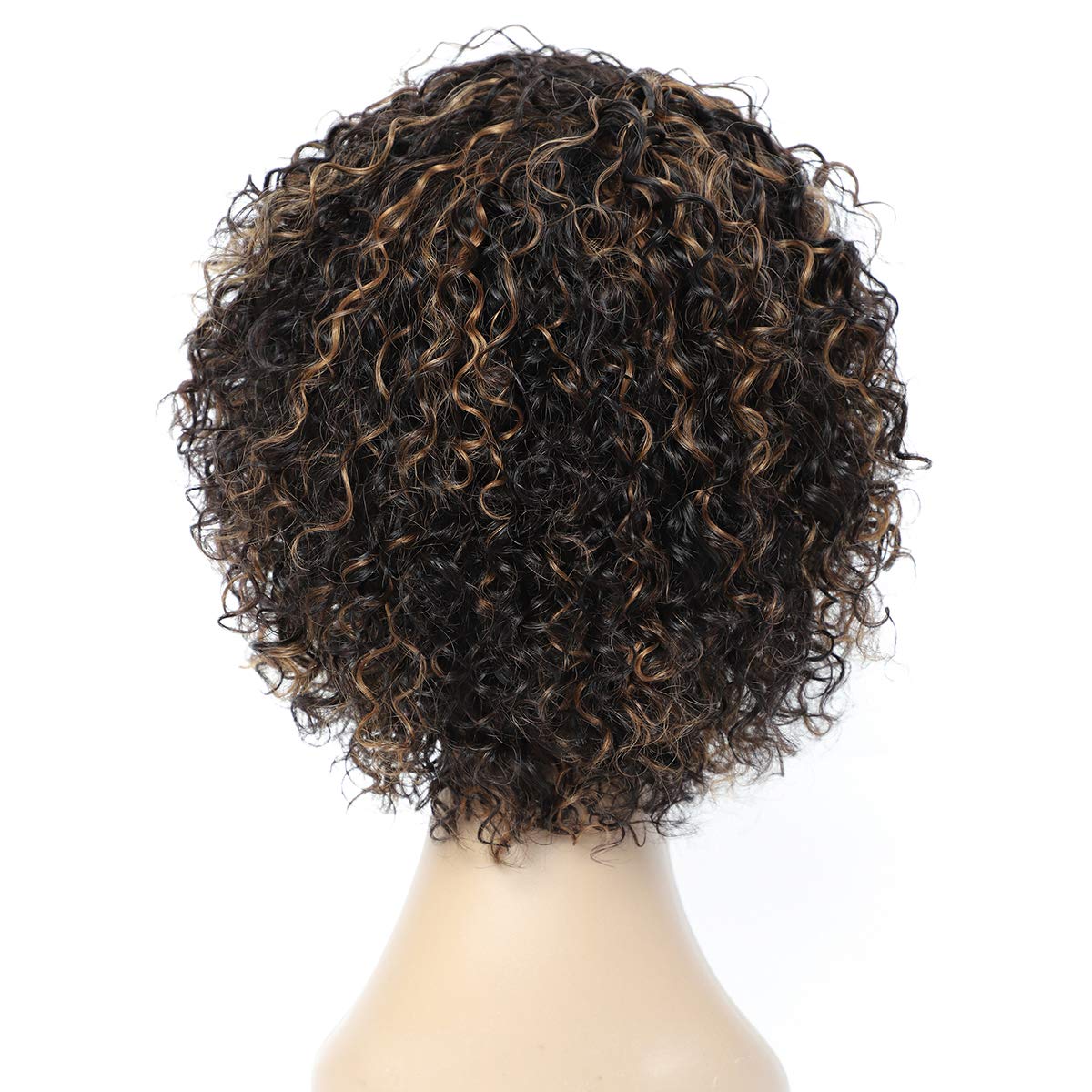HUA Human Hair Wigs for Black Women, 8 Inch Short Curly, Brazilian Hair, Kinky Curl, 1B/30