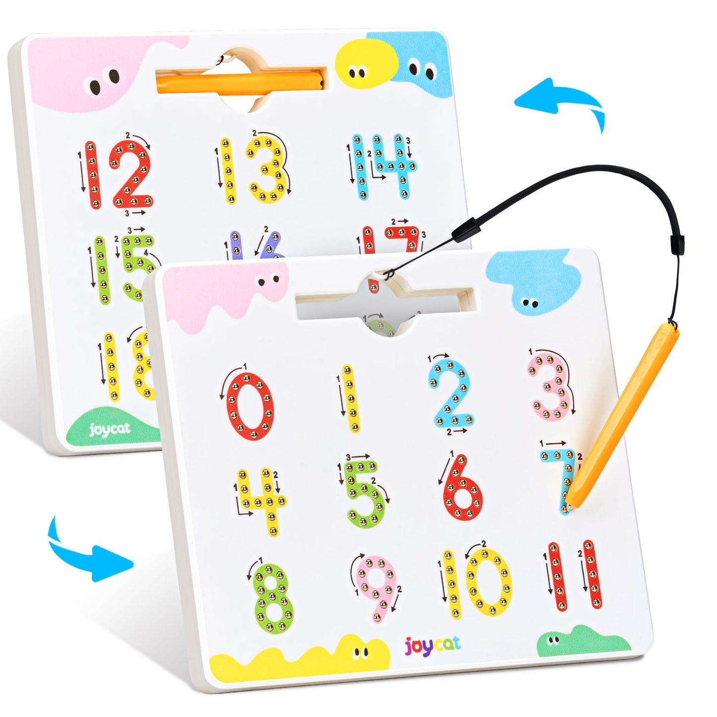 JoyCat Double-Sided Magnetic Number Tracing Board - 2-in-1 Numbers 1-20 Writing Toys for Toddlers & Kids, Preschool Math Manipulatives, Kindergarten Educational Learning Gifts for 3-5 Year Olds