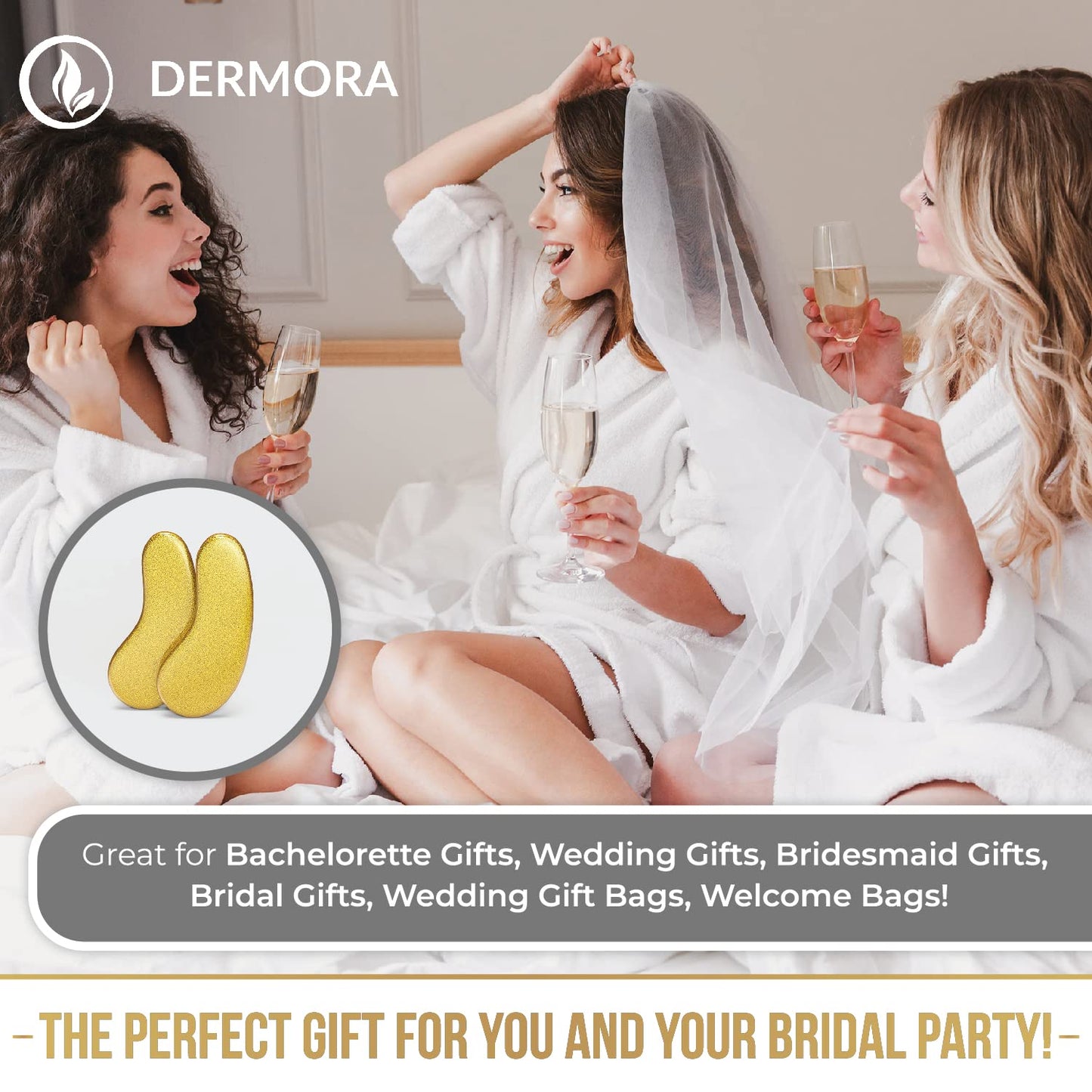 DERMORA Golden Glow Under Eye Patches (100 Pairs Eye Gels) - Rejuvenating Treatment for Dark Circles, Puffy Eyes, Refreshing, Revitalizing, Travel, Wrinkles