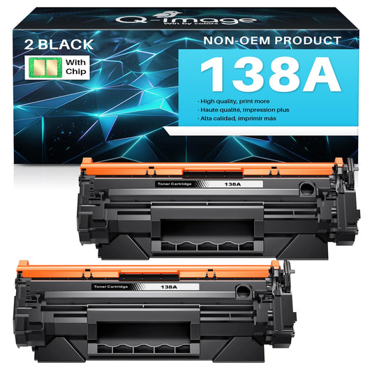 138A with Chip Compatible Black Toner Cartridges Cartridge Replacement for HP 138 A Use with Pro 3001dw 3001fdw MFP 3101fdw Series Printer High Yield(2-Pack)