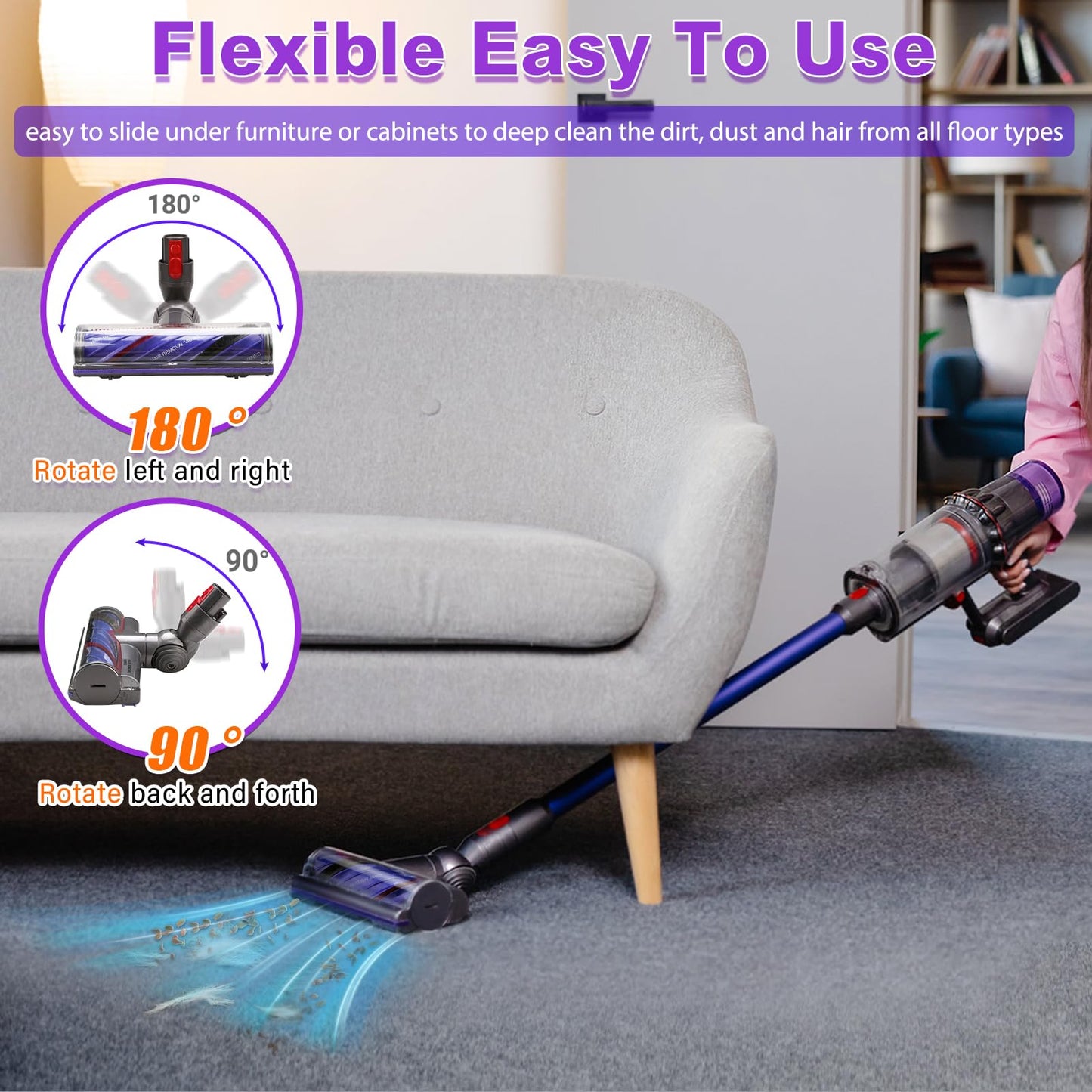 Lemige V8 V11 Vacuum Head Replacement for Dyson V7 V8 V11 V15 Animal V10 Cyclone Cordless Vacuum Cleaner, Upgrade Quick Release Motor-Head Brush Roller