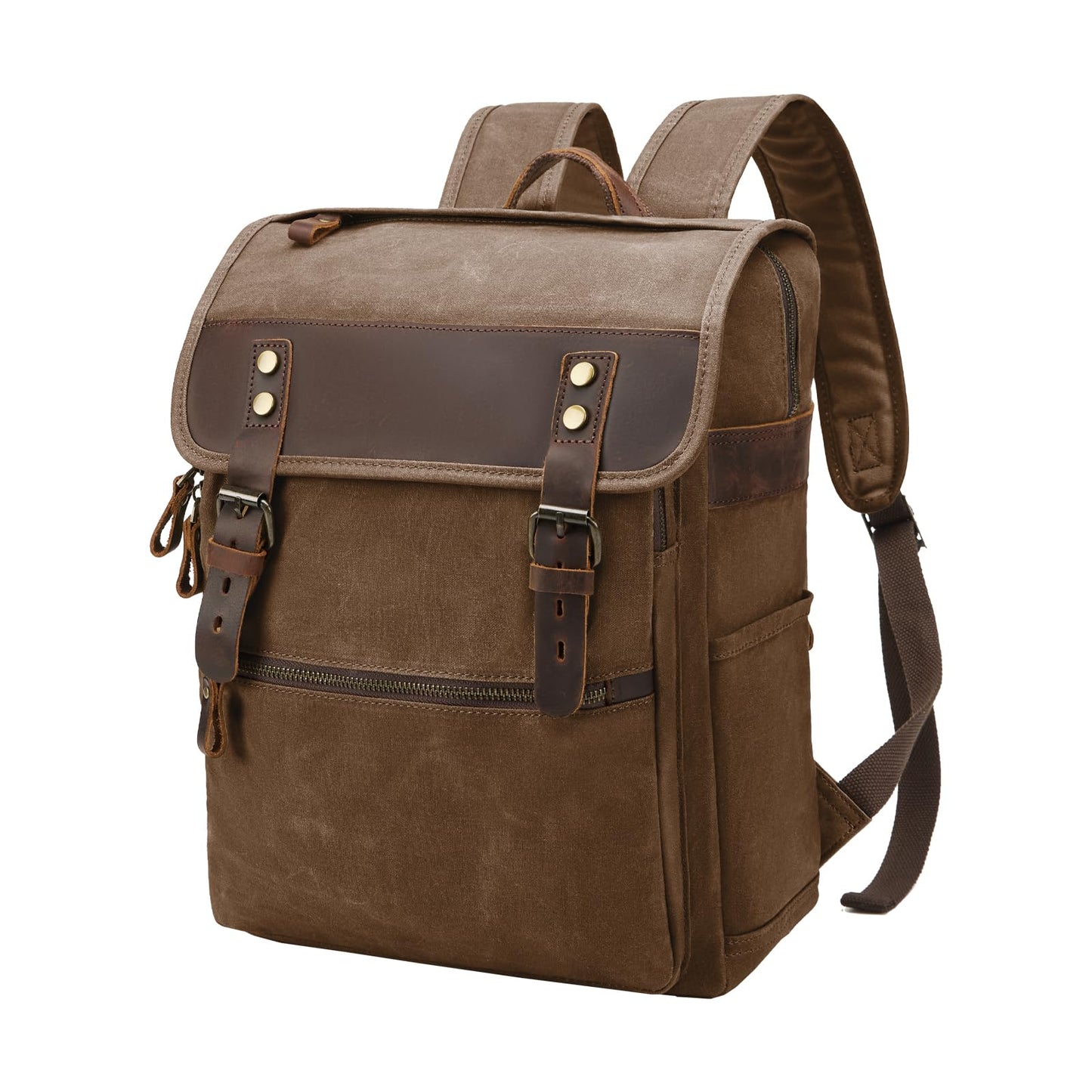 NEHOR Waxed Canvas Vintage Backpack for Men Women, Coffee