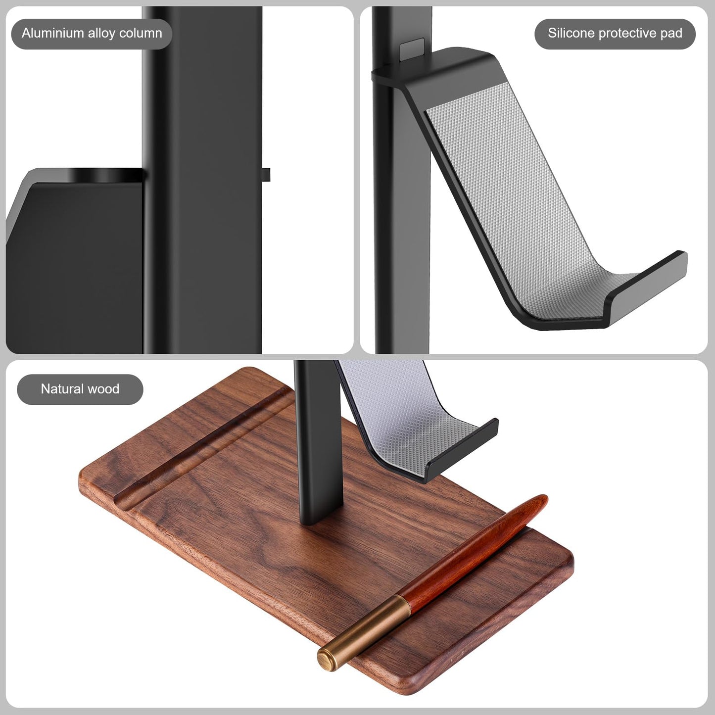 SHUOSUO Controller Holder, Walnut Wood Headphone Stand, Gaming Controller Stand for Xbox PS5 PS4 Switch, Natural Wooden Headset Holder, Universal Desk Game Accessories