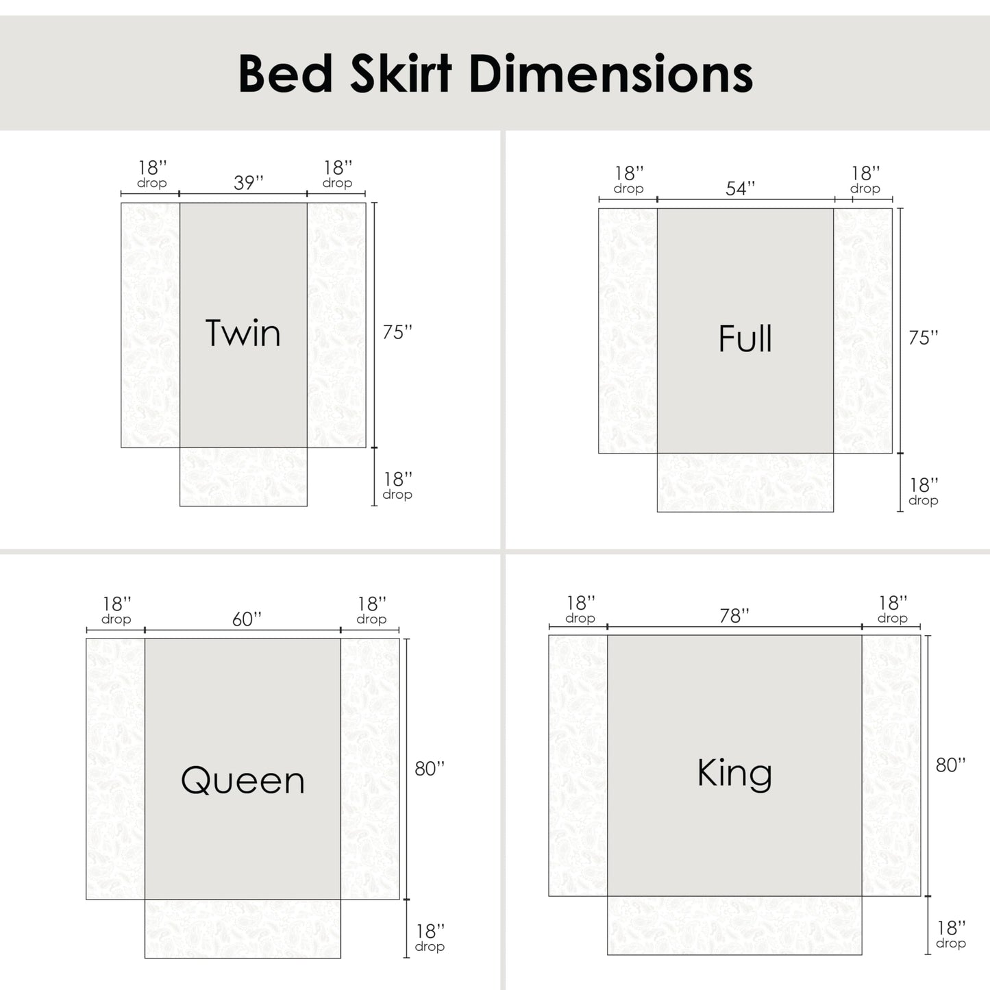 Greenland Home Paisley Quilted Bed Skirt, Full, White