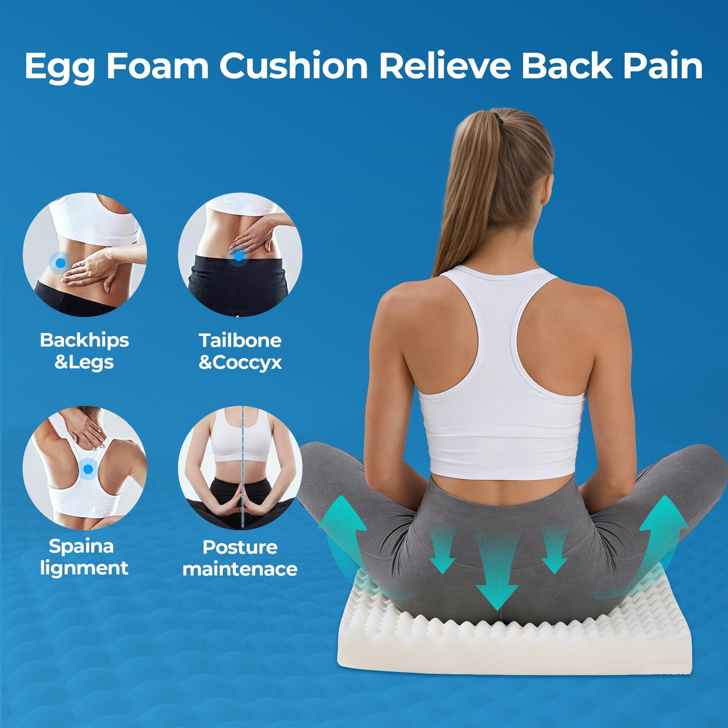 Ganondorf Extra Large Egg Crate Recliner Seat Cushion for Elderly Tufted Furry Booster Foam Cushion, Pressure Relief for Long Sitting Orthopedic Chair Cushion for Recliners Office Chairs, Navy