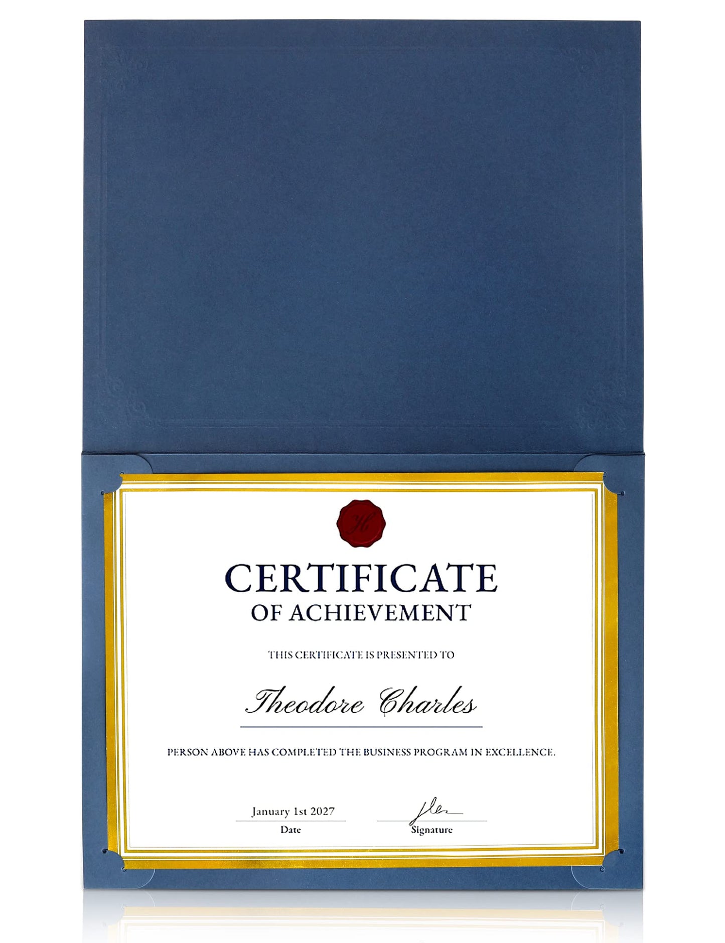 GNL 50 Packs Blue Certificate Holders - Diploma Holders, Certificate Covers with Gold Foil Border, for Letter Size 8.5 x 11 Award Certificate Paper and Documents