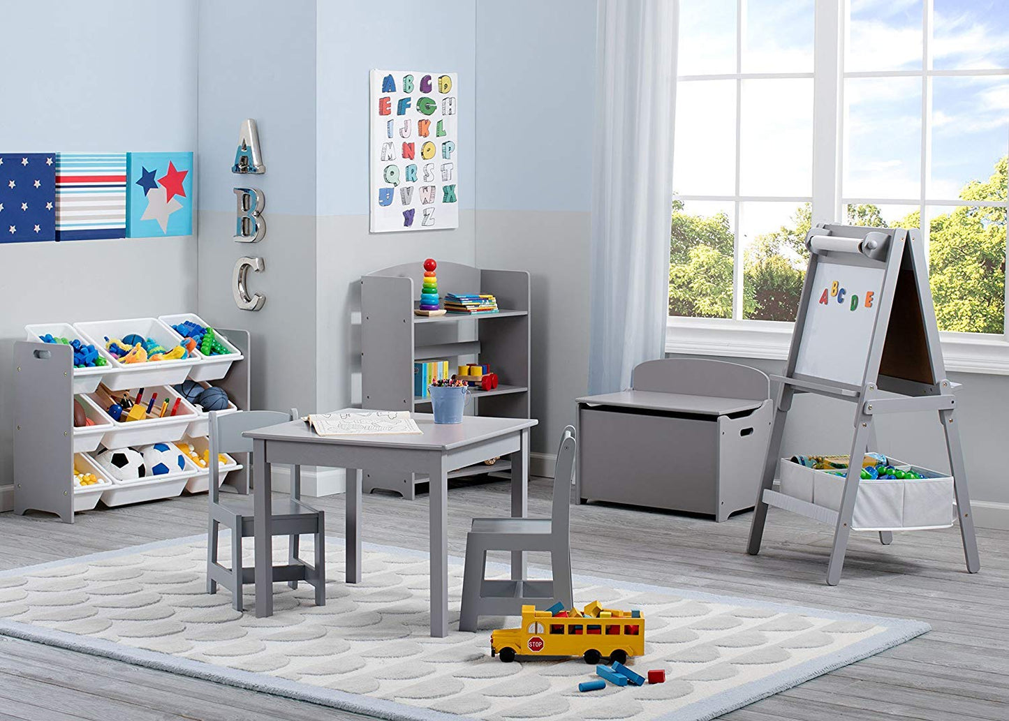 Delta Children My Size Double-Sided Storage Easel, Grey