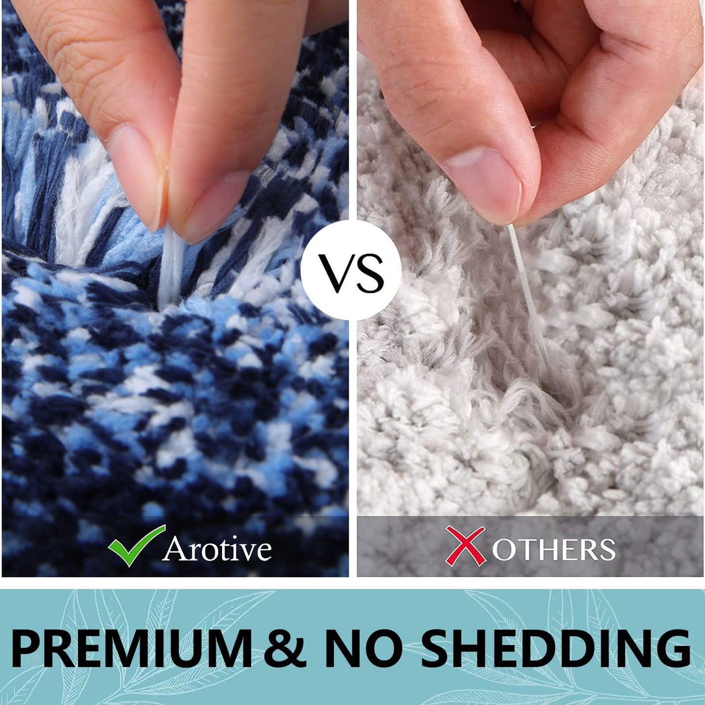 Arotive Microfiber Bathroom Rugs, Shaggy Soft and Absorbent Bath Rug, Non-Slip, Thick Plush Machine Washable Dry Bath Mats for Bathroom, Tub and Shower, 34x21, Blue, Rectangular