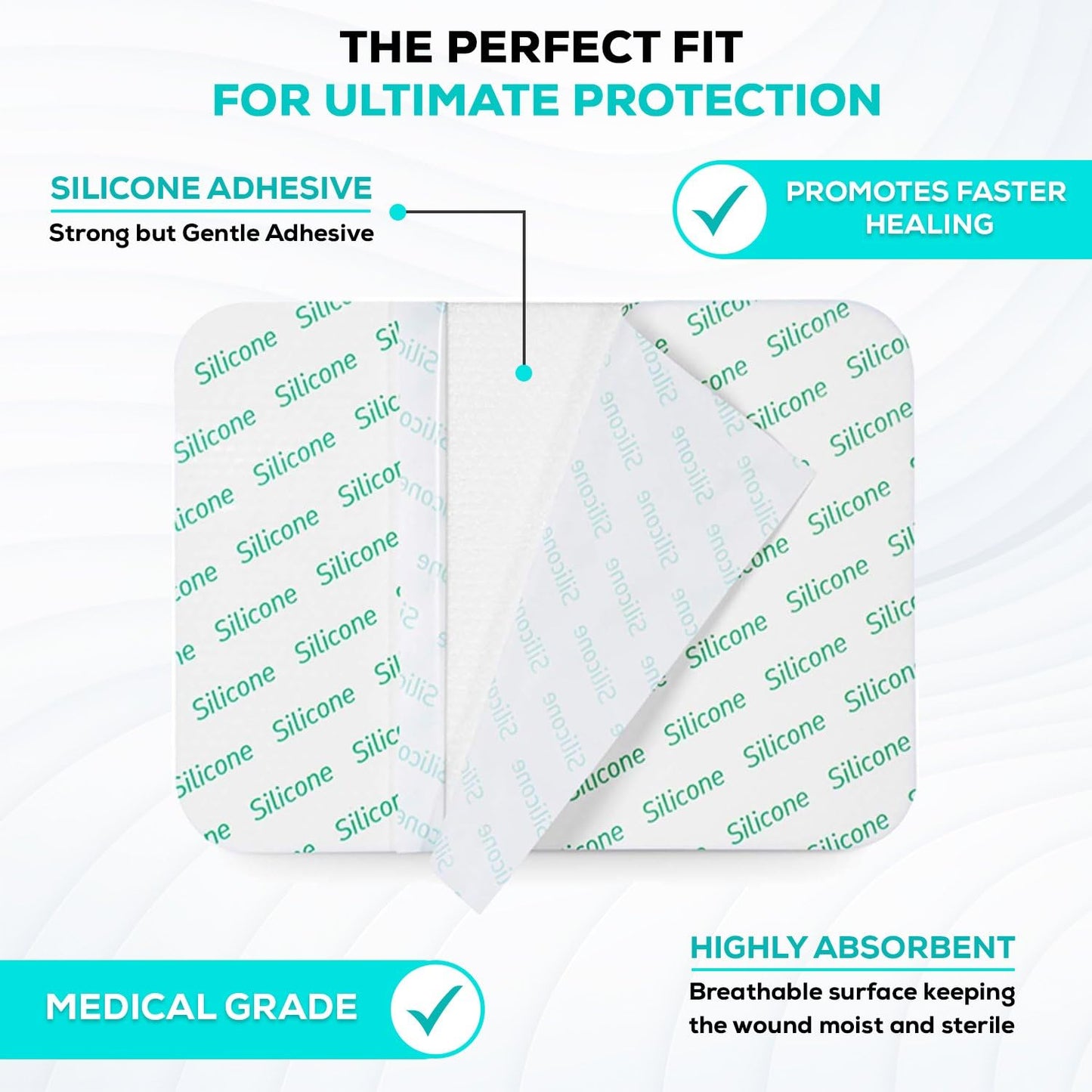 MedVance TM Silicone - Silicone Adhesive Foam Absorbent Dressing, 6"x8", Box of 5 dressings