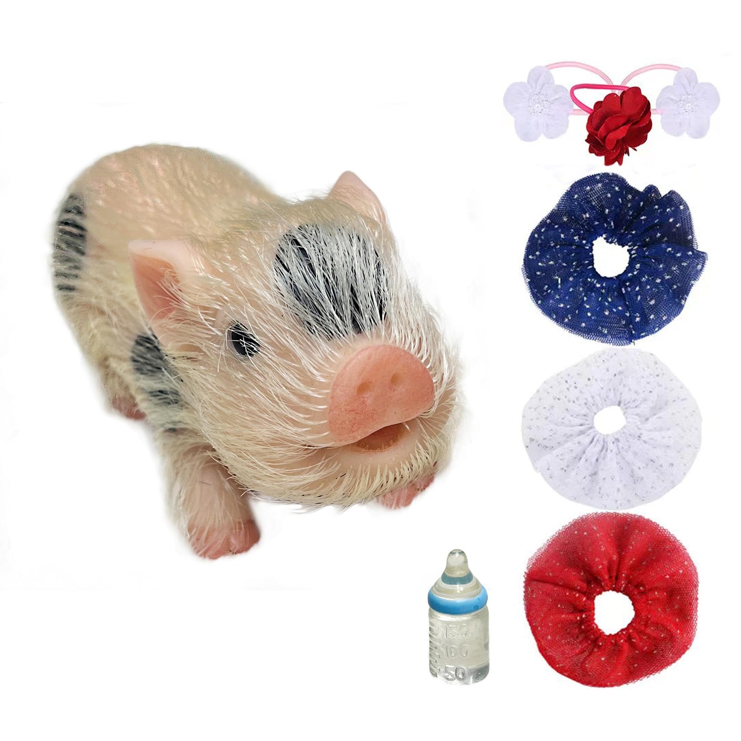 OtardDolls Lifelike Reborn Pig Dolls, 5 Inch Full Silicone Soft Reborn Pig Dolls Mini Realistic Newborn Cute Newborn Baby Pig Dolls with Toy Accessories for Happy Birthday