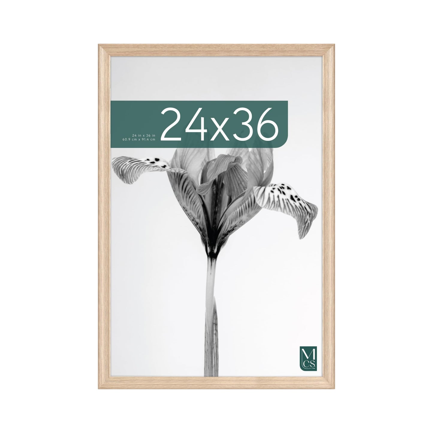 MCS Studio Gallery Classic 24x36 Poster Frame Natural Woodgrain Engineered Wood, Vertical & Horizontal Wall Hanging Large Picture Frame for Photos, Posters & Art Prints (1-Pack)