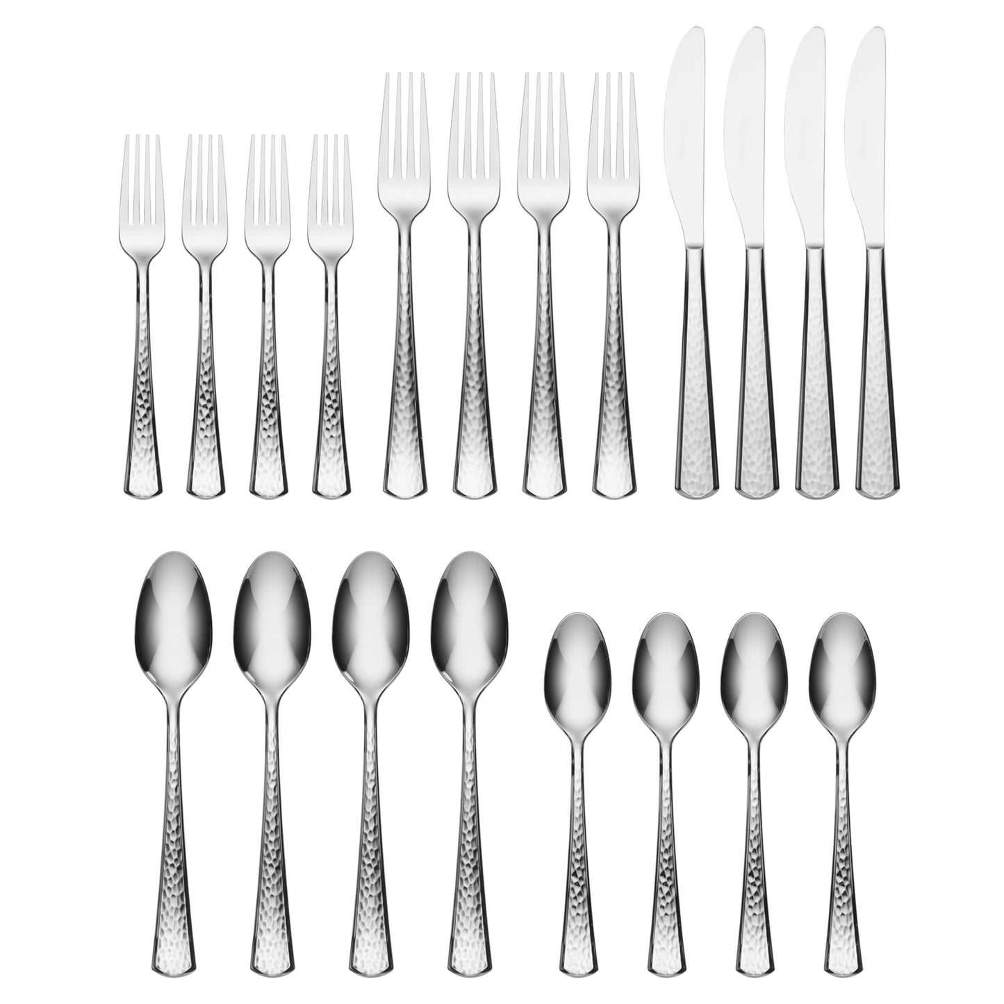 Oneida Silverware Set, Etta 20 Piece Everyday Flatware Set, Service For 4, 18/0 Stainless Steel, Dishwasher Safe, Flatware Cutlery Sets, Kitchen Utensils Sets, Knives Spoons & Forks(Silver, 20 Pieces)