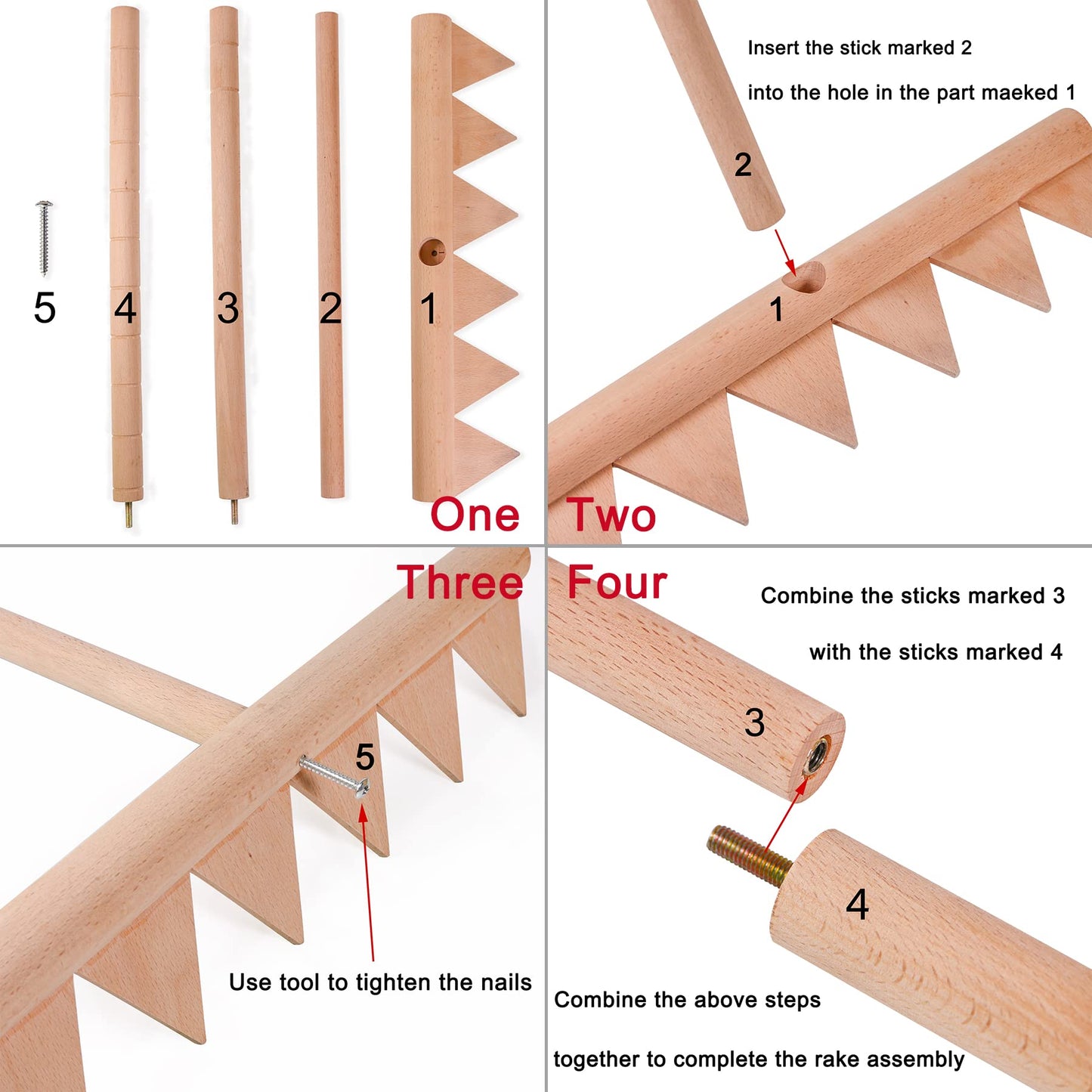 Large Zen Garden Rake Tool - 48" L 6 Tine Saw Tooth Outdoor Japanese Garden Rakes Full Size DIY Meditation Rock Sand Garden Zen Wooden Rake Accessories Tress Relief Gifts for Adult
