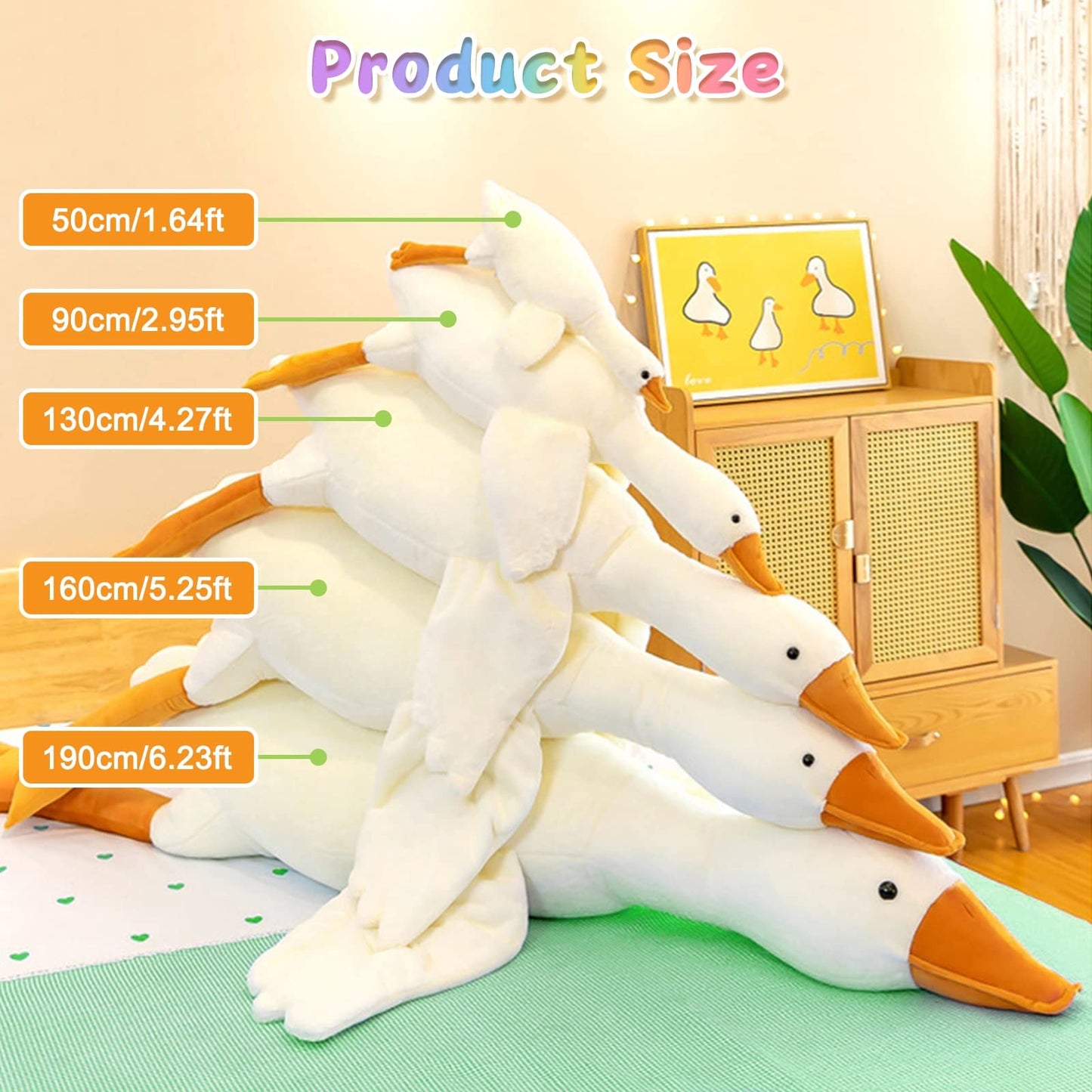 CottonStar Goose Stuffed Animal 75 Inch Plush Toy, 6 Foot Giant Duck Plush, Super Soft Huge Plushies Pillow Hugging, Gift for Kids and Friends, White