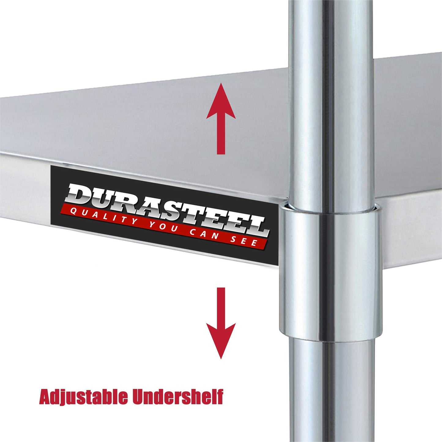 DuraSteel Galvanized Under Shelf for Work Tables - Extra Adjustable Lower Shelf for 24" x 18" Stainless Steel and Wooden Worktables - Fits for use in Restaurant, Warehouse, Home, Kitchen, Garage