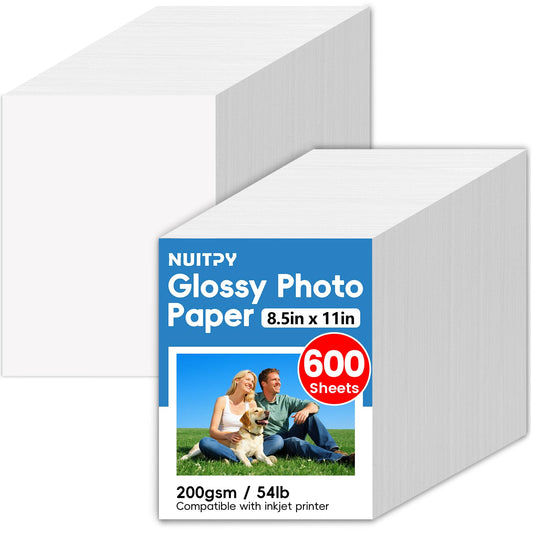 600 Sheets Glossy Photo Paper, 8.5in x 11in Inkjet Photo Printer Paper, Picture Paper for Photos, Calendars, Brochures, Cards, Menus(200gsm / 54lb)