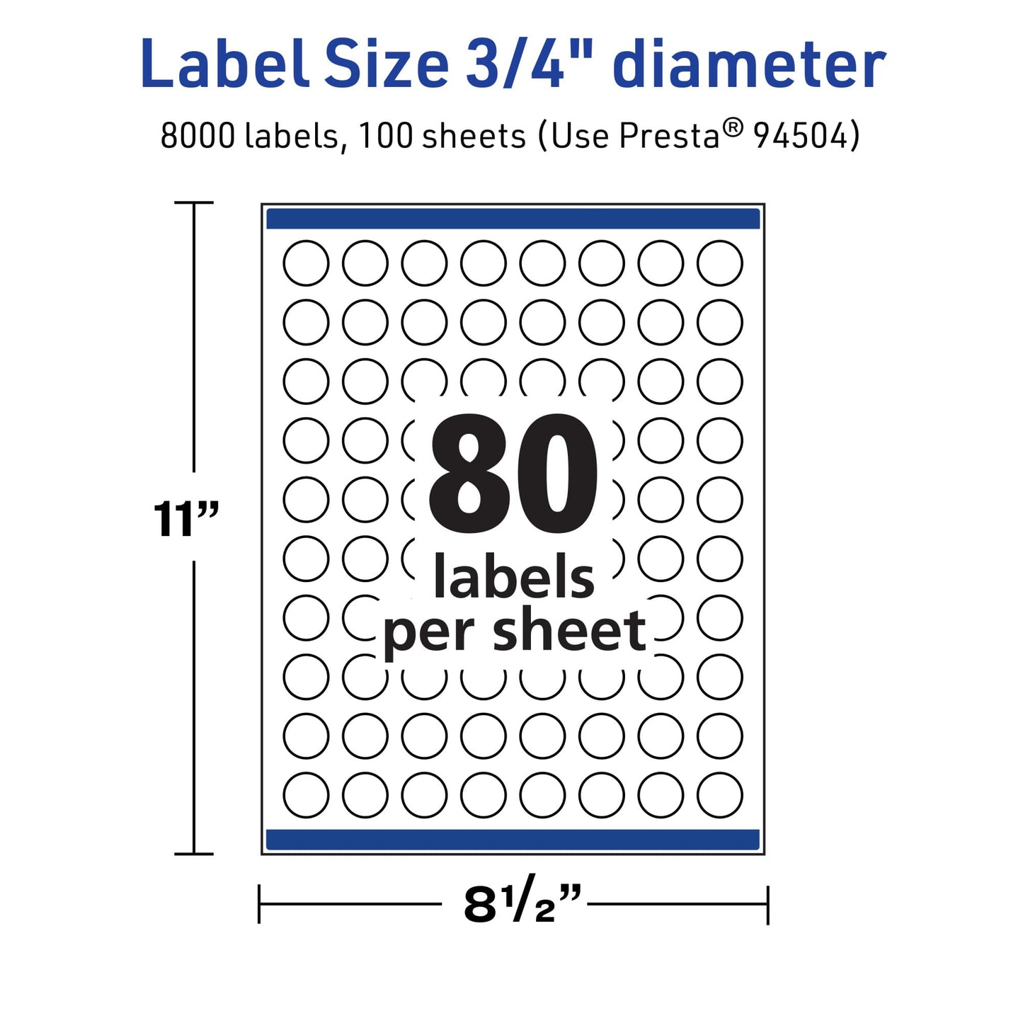 Avery TrueBlock Matte White Round Labels with Sure Feed, 0.75" Diameter, 8,000 Matte White Labels, Print-to-The-Edge, Laser/Inkjet Printable Labels, Great for Product Labels and Price Stickers