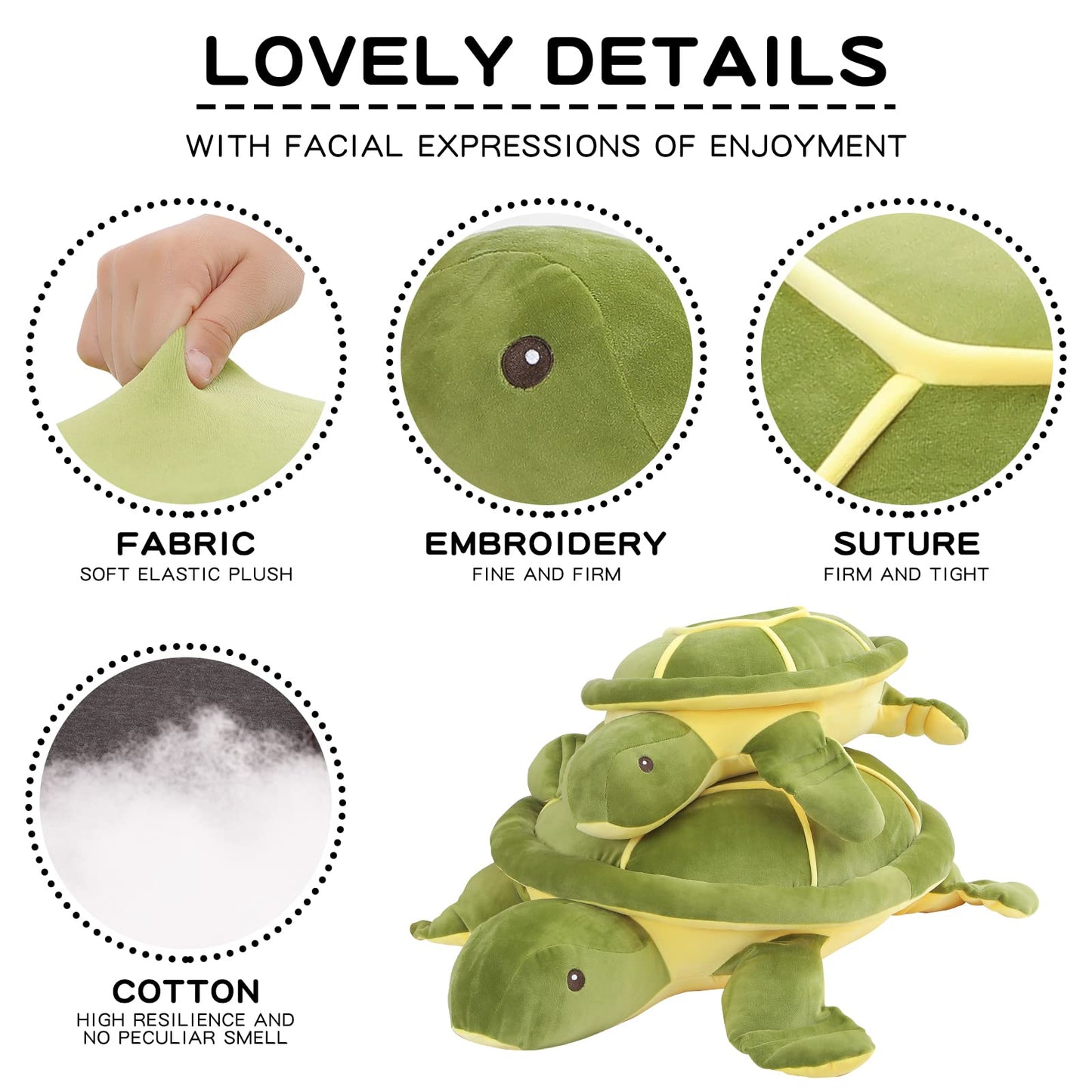 28 inch Big Green Sea Turtle Stuffed Animals Giant Soft Plush Toys, Large Ocean Turtle Plushies Body Pillow, Gifts for Kid Boys, Girls, Girlfriend, Birthday, Easter