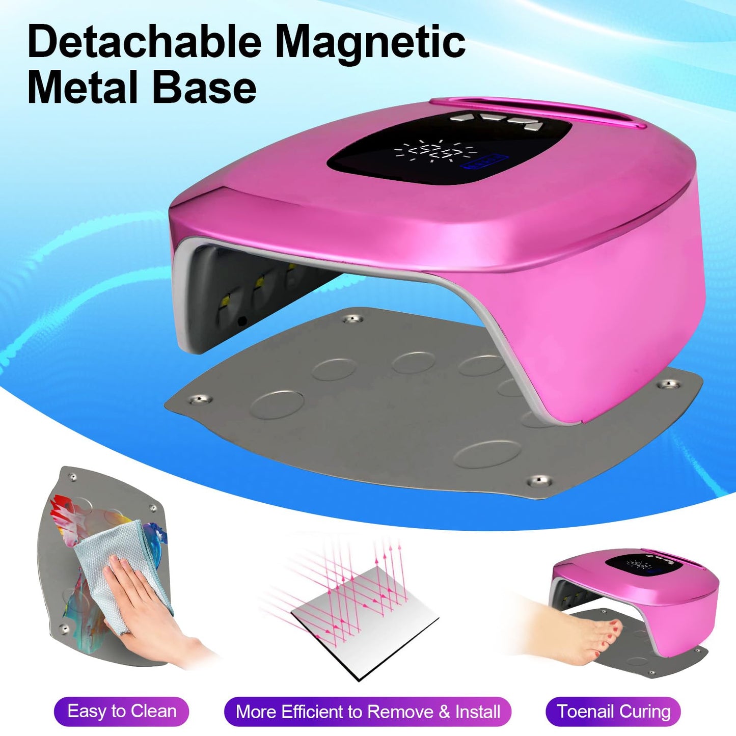 UV LED Nail Lamp Rechargeable,108W Professional Cordless UV Light for Gel Nails,Portable Metallic Nail Dryers with UV Gloves & Nail Kit,Fast Curing Gel Polish Lamp Smart Sensor 4 Timer 35 Lamp Beads