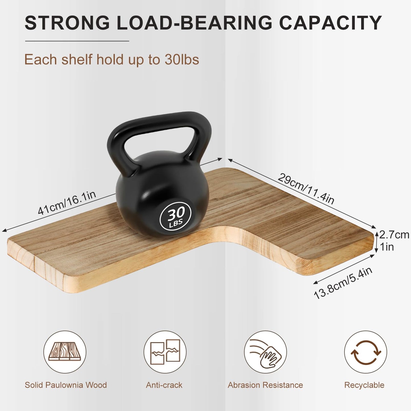 jubilander Floating Corner Shelves Set of 3, Solid Wood Picture Wall Shelf, Floating Shelves for Storage for Bedroom Kitchen Bathroom Living Room (Light Burnt)