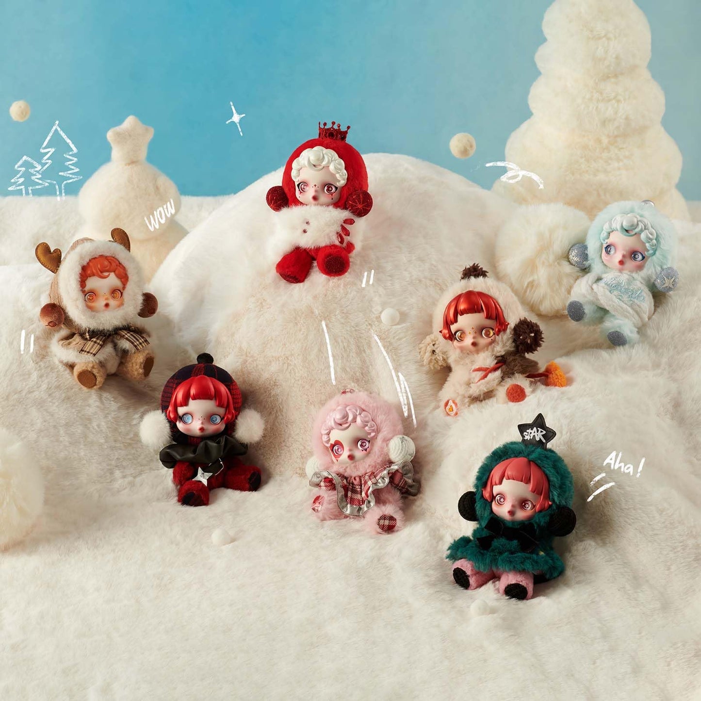 POP MART SKULLPANDA Winter Series Plush Doll Ornament, Random Design Action Figures Collectible Toys Home Decorations, Holiday Birthday Gifts, Single Box