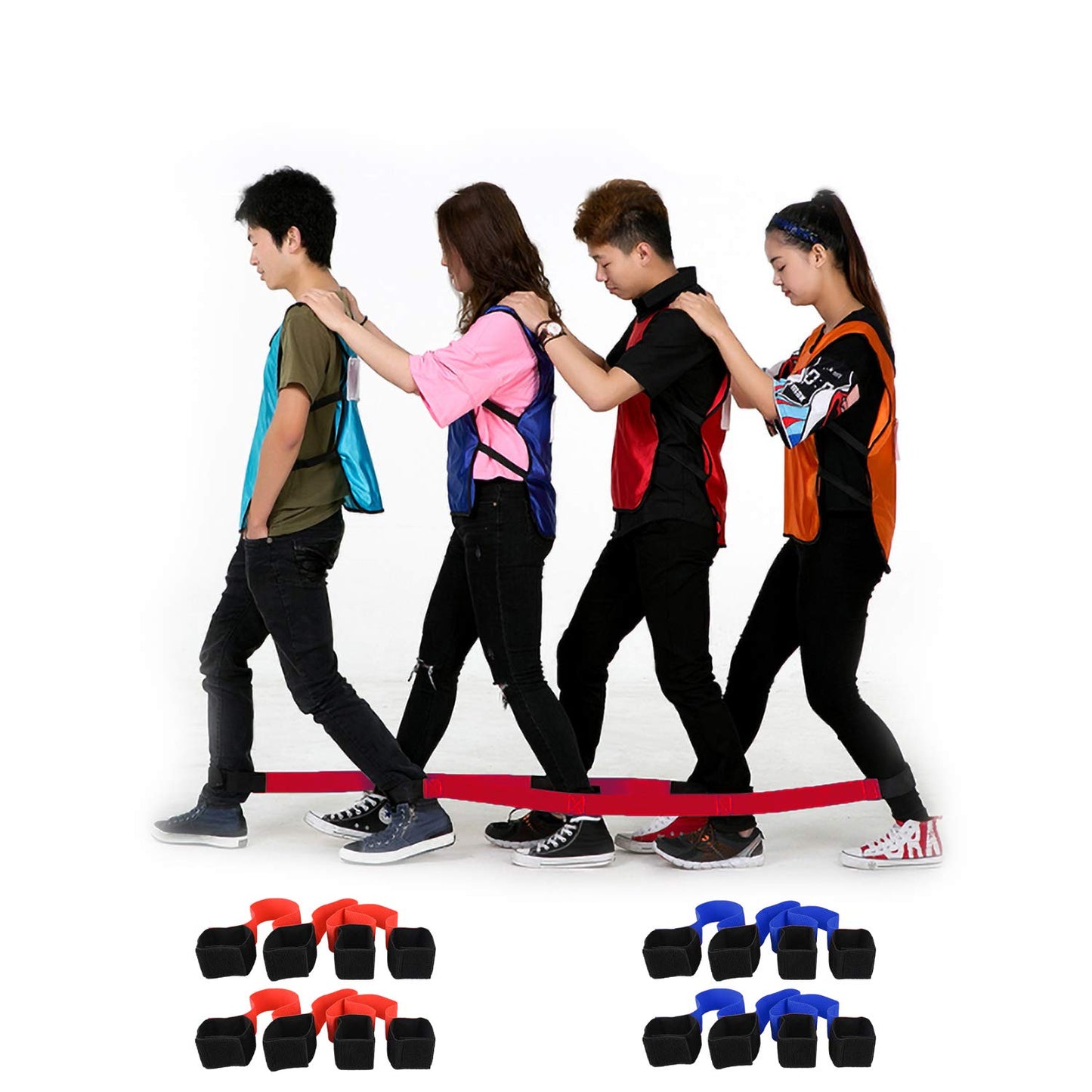 Three Legged Race Bands, 2 Sets, Team Building, 3 Legged Race Bands, Outdoor Party Group Game for Teenagers Adults, Cooperative Team Race for Birthday, Relay Race, Field Day, Backyard Activity Game