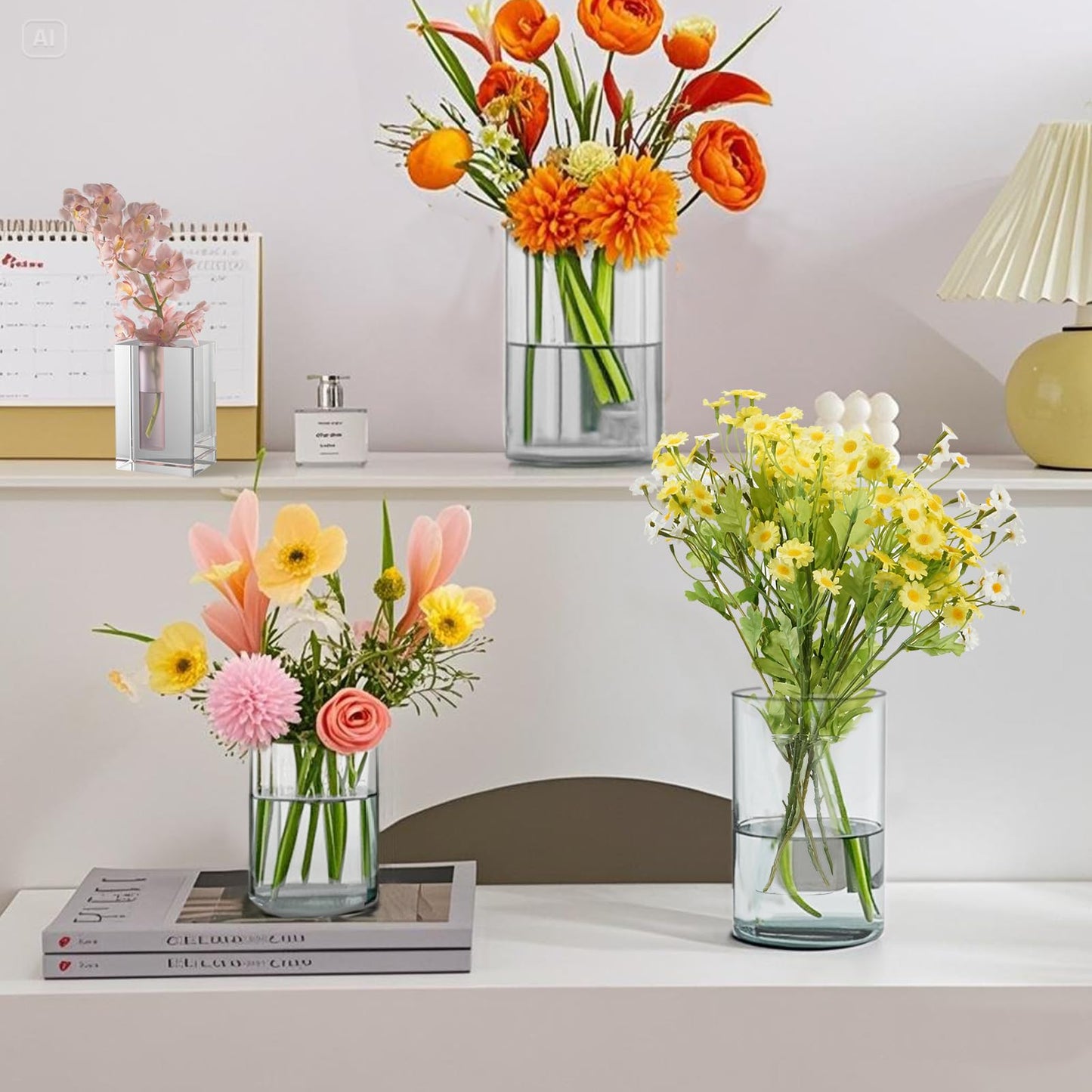36pcs Glass Vase Cylinder for Centerpieces 4,4.7,6Inch Tall Small Flower Glass Clear Home Decor Centerpiece Table Flower Vase Decorations for Wedding＆Holiday
