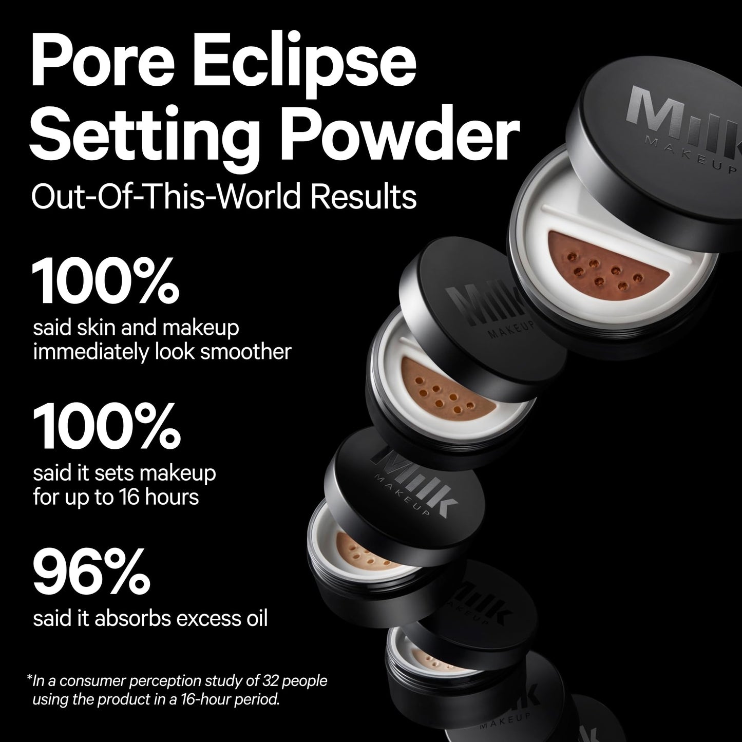 Milk Makeup Pore Eclipse Matte Translucent Setting Powder, Translucent Light - 0.27 oz - Sets Makeup for Up to 16 Hours, Blurs Pores and Fine Lines & Controls Shine - Vegan & Cruelty Free