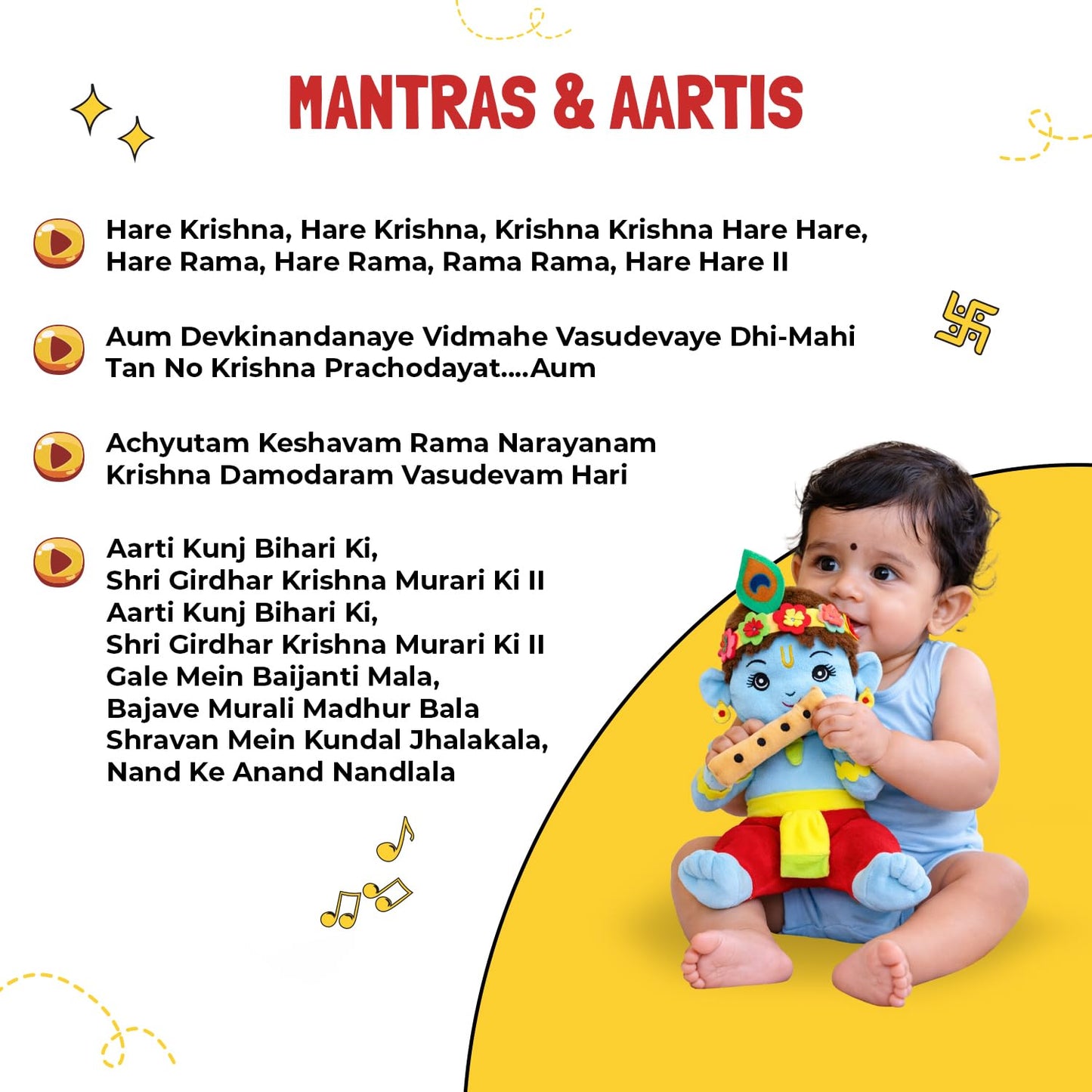Panda's Box Mantra Chanting Musical Baby Krishna Plush Toy | Best Gift for Kids