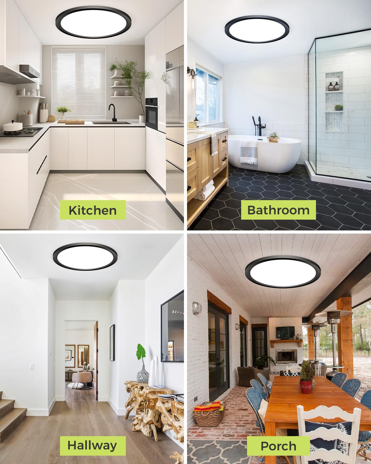 6PACK LED Flush Mount Ceiling Light - 3CCT Selectable 3000K-4000K-6500K & 150W Equivalent Modern Kitchen Recessed Ceiling Lamp 24W 3200Lm 12 Inch for Bathroom Closet Laundry Bedroom Hallway