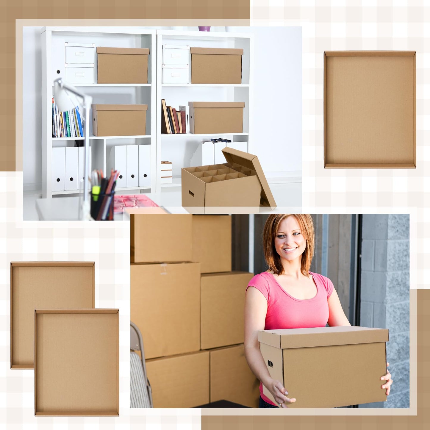 Gilprop 20 Pack File Box Lids, Fits for 15" x 12" x 10" Cardboard Letter or Legal File Moving Boxes Covers for Packing Moving and Storage Supplies, Box Not Include(Brown)