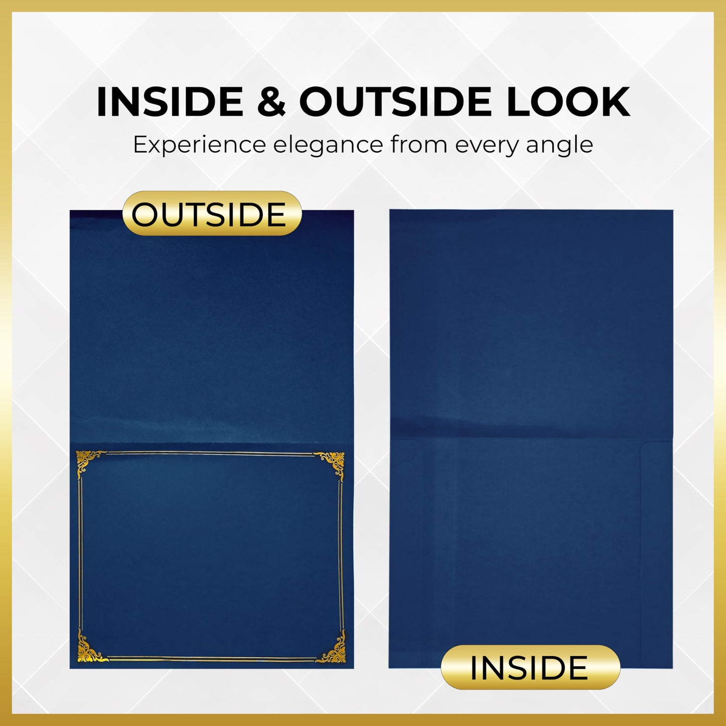160 Pcs Certificate Holders Bulk, Navy Blue Diploma Covers Gold Foil Border, Document Covers for Letter Size 8.5x11 Award Certificates, Cardstock, Document Papers, Graduation