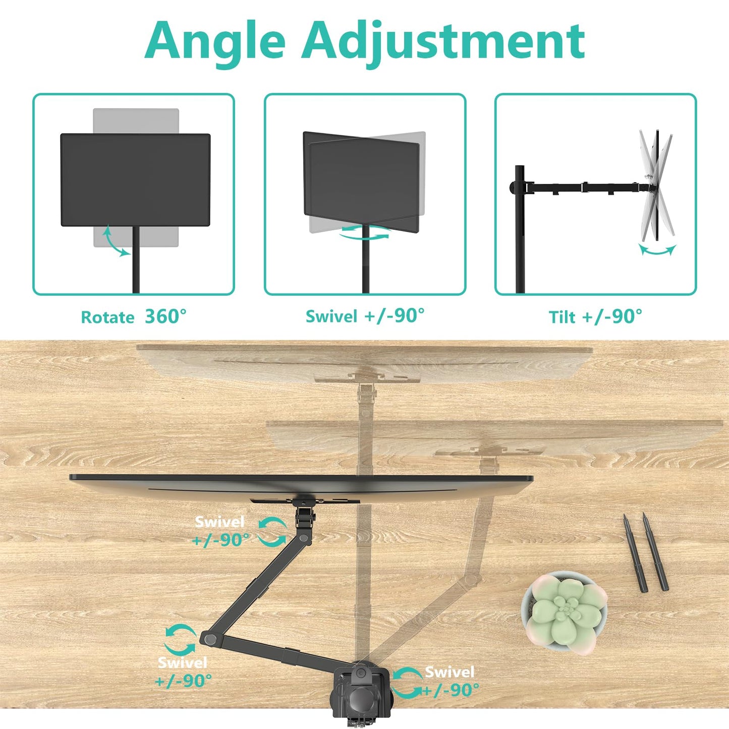 WALI Monitor Arm Mount for Desk, Single Extra Tall Computer Desk Mount, Monitor Bracket Mount Stand Single, up to 32 inch, 22 lbs (M001XL), Black