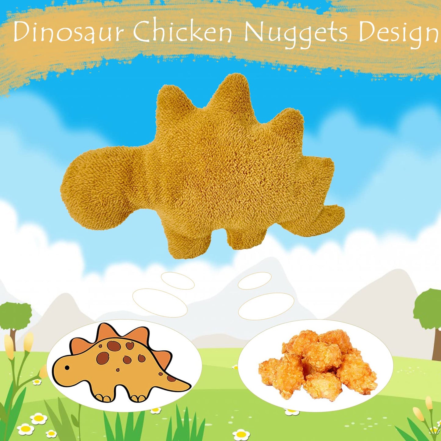Lixzuch 5 Packs Dino Nugget Plush Pillow, Large Chicken Dinosaur Nugget Plush Pillow, Nugget Dino Dinosaur Theme Decor for Birthday Party