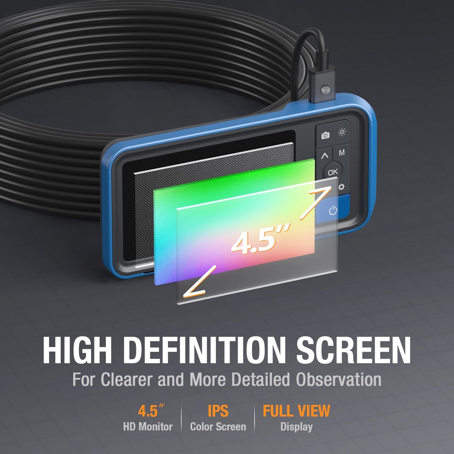 50ft Sewer Camera, Teslong 1080P Drain Plumbing Snake Inspection Camera with Light, 50 ft Flexible Borescope Endoscope Duct Fiber Optic Scope Cam