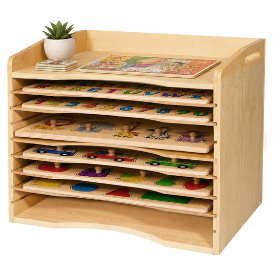 Bamboo Puzzle Holder Rack, 7-Tier Wooden Art Drying Rack, Removable Paint Drying Rack, for School Home Office