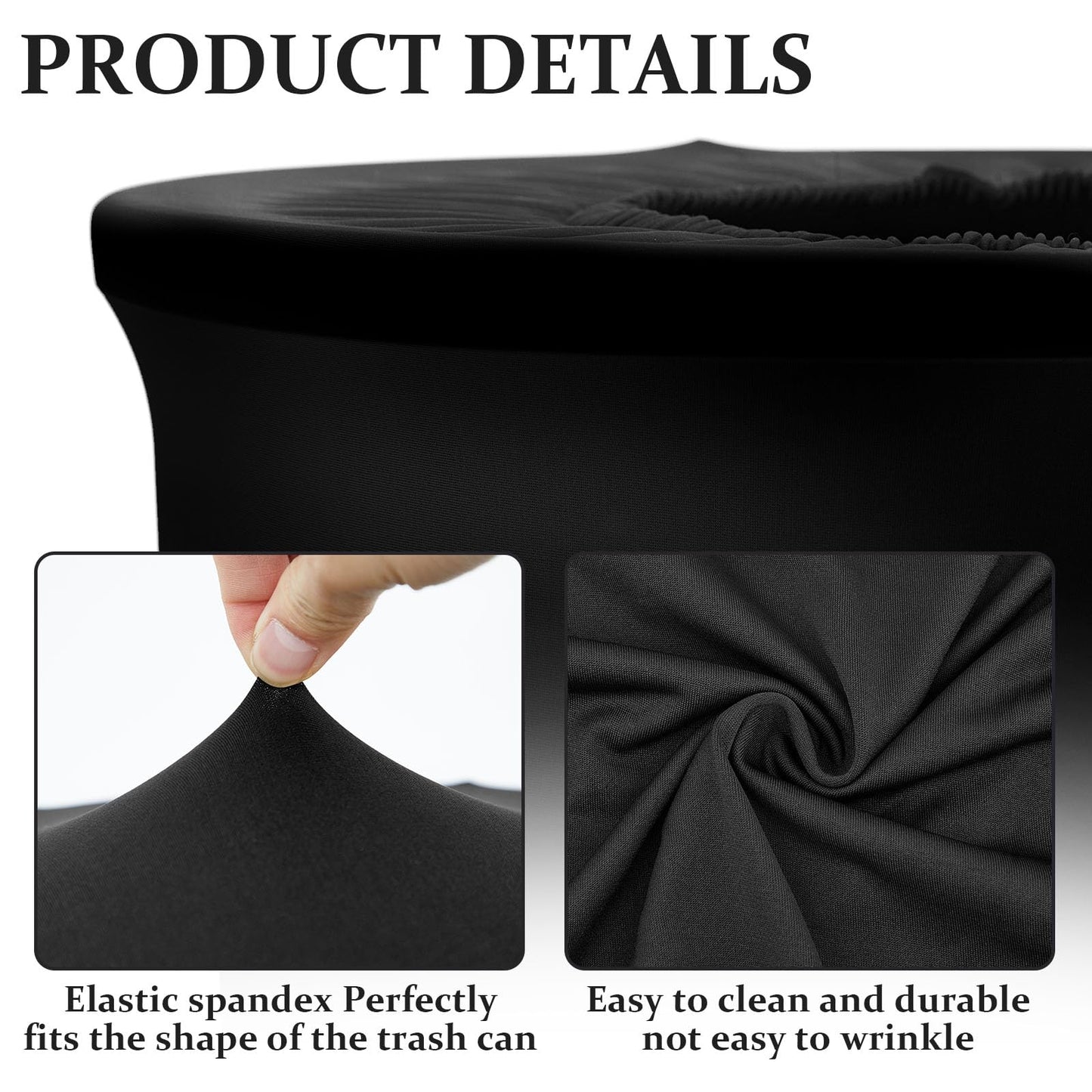 Tanlade 32 Gallon Stretch Trash Can Spandex Cover Outdoor Waste Garbage Can Spandex Covers for Indoor Kitchen Outdoor Round Waste Container Bin, Without Trash Bin(Black,4 Pcs)