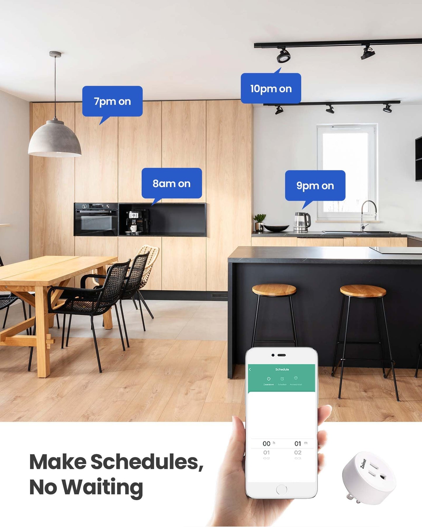 Zoiinet Smart Plug Switch, 2.4G WiFi Outlet, Compatible with Alexa, Google Home, Smart Life & IFTTT APP, Voice Control & Timer, Buckle Design & Removable, No Hub Needed, Programmable(2 Pack)