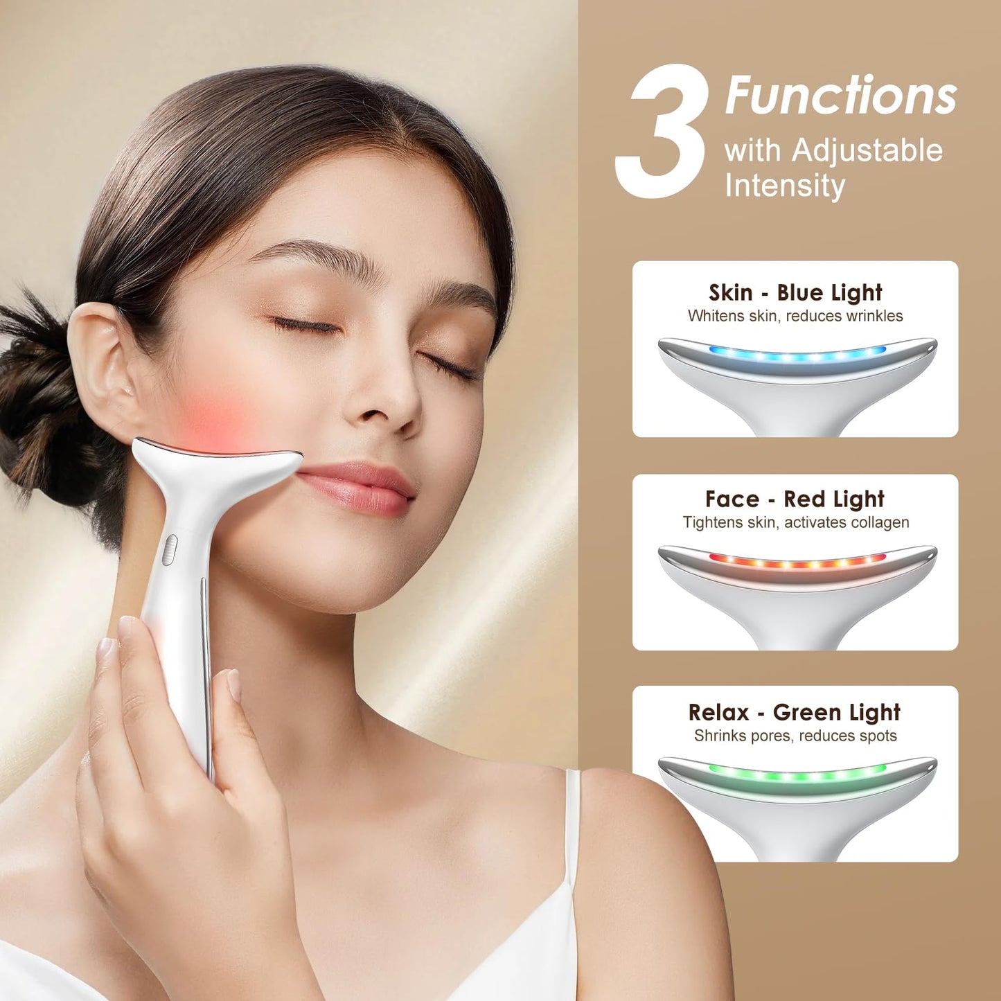 AZMAVO Facial and Neck Massager for Face, Neck & Eye - Skin Lifting & Firming - Wrinkle & Dark Circle Reducer - at Home Skin Care Face Sculpting Tool and Neck Massager