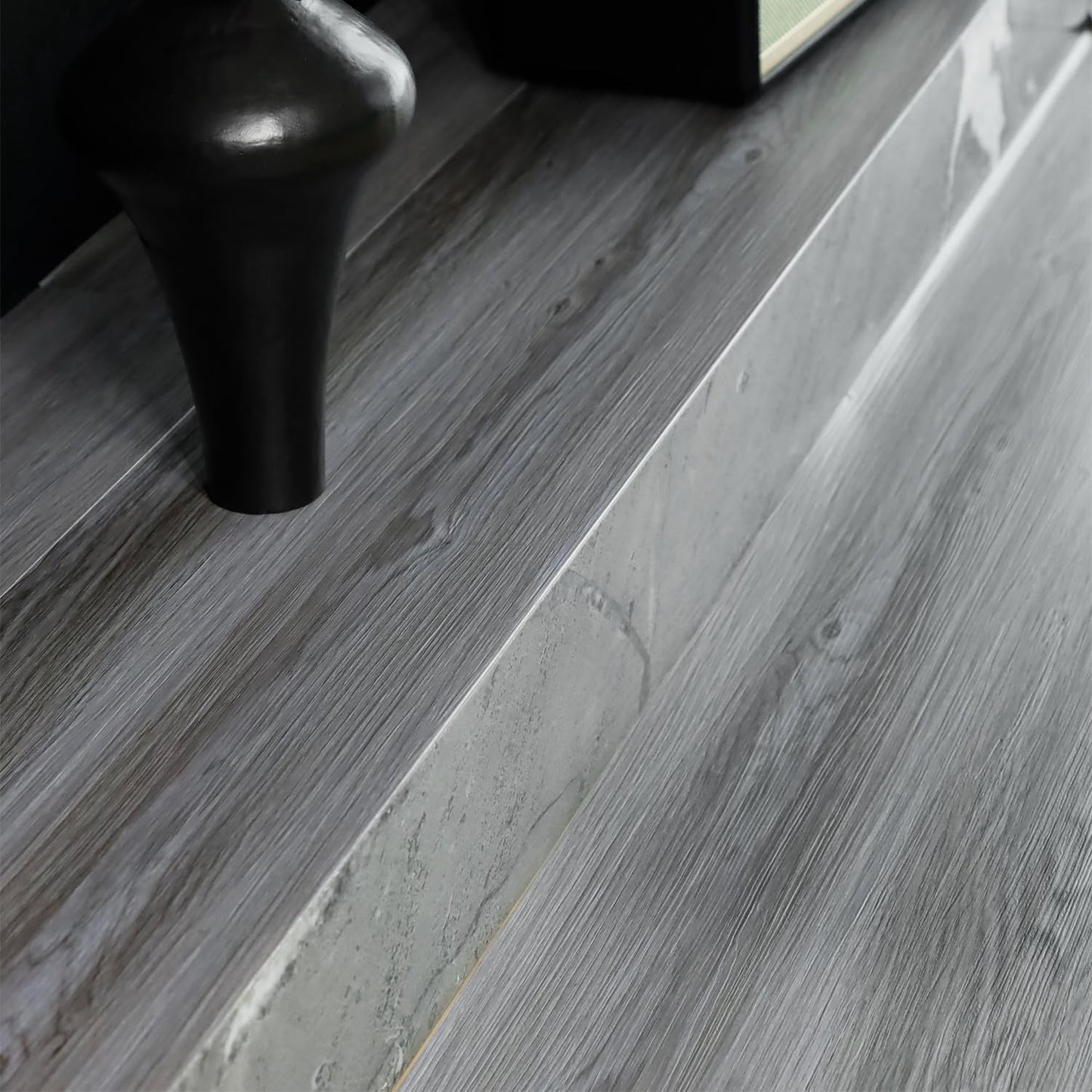 auxua Wood Grain Peel and Stick Floor Tiles – 11.8” Width, Full Roll Length of 394" – Versatile Design for Any Space, Grey Self Adhesive Vinyl Flooring, Waterproof and Non-Slip Features