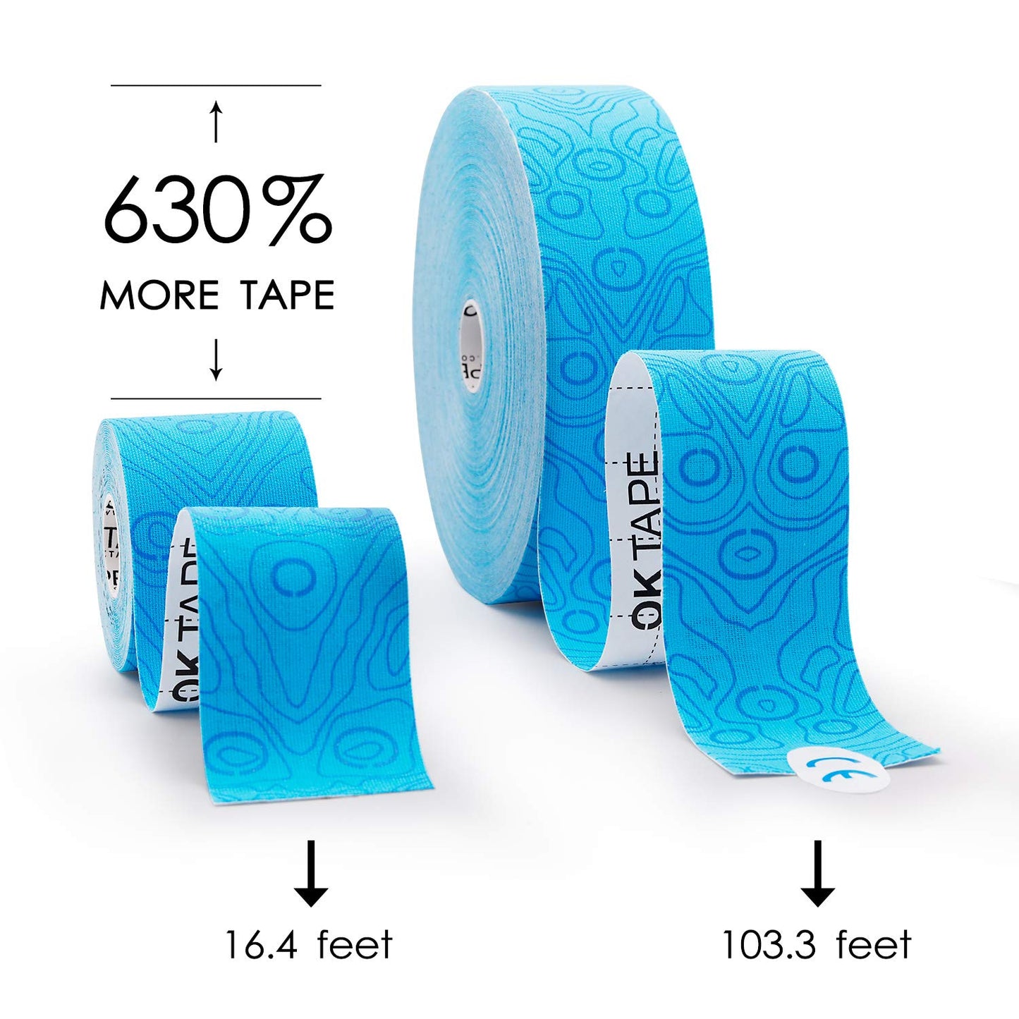 (2in X 103 Feet) OK TAPE PRO Bulk Kinesiology Tape, Original Elastic Latex Free Kinesiology Therapeutic Tape, Free Cut Printed, Beige+Beige