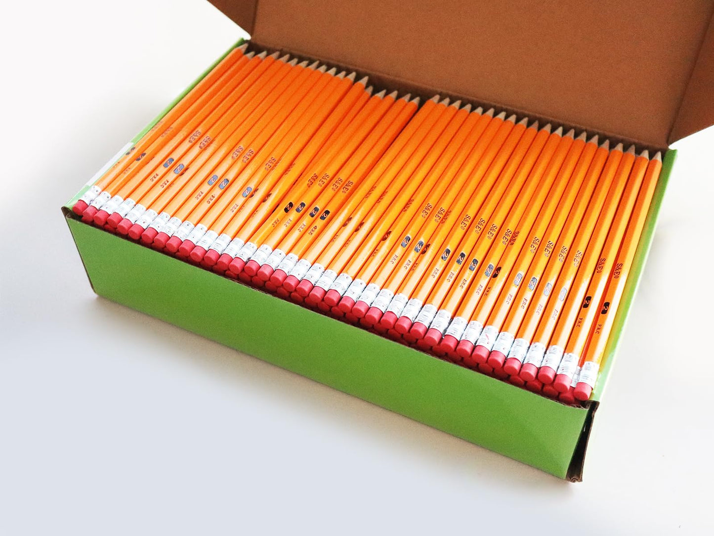 S & E TEACHER'S EDITION 600 Pack Pre-sharpened #2 Pencils with Erasers – Bulk Yellow Woodcase HB Lead Pencils for Classrooms, Standardized Tests, Offices & Back to School – No.2 Pencil Value Box