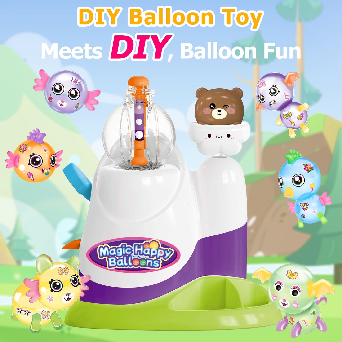 Magic Toy Gifts for Kids | Bear Pump Balloon Craft Set with 60 Pieces, Creative DIY Art Toy for Children Aged 3+, Funny Birthday and Holiday Party Supplies for Girls and