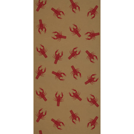 Beistle Crawfish Kraft Paper Table Roll – Brown with Random Red Crawfish Print for Southern-Themed Parties, Rustic Seafood Boils and Cajun Celebrations, Mardi Gras Party Table Cover, 24” x 50’