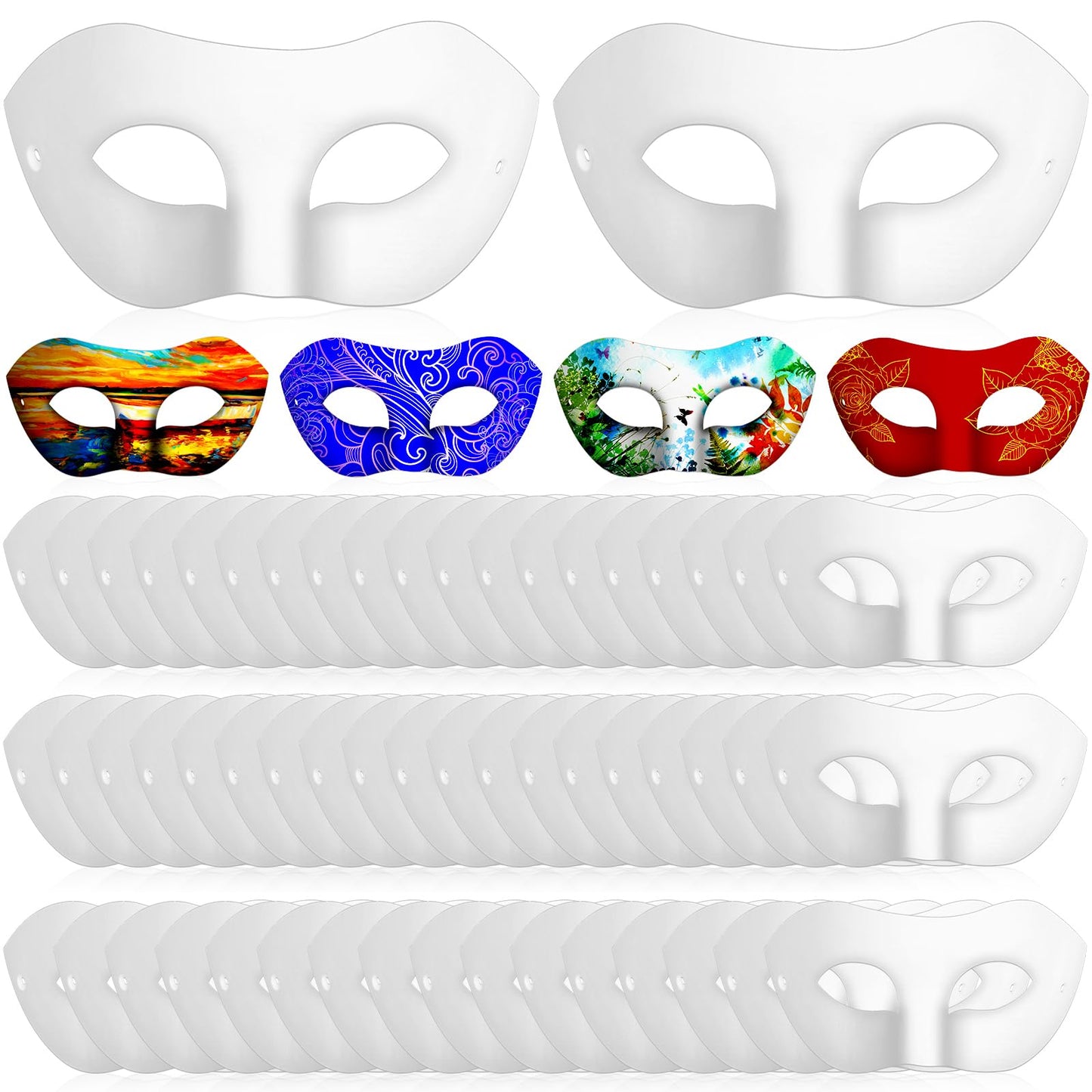 Leyndo 100 Pack Paper Mache Masks Paper Mask for Craft White Mask Masquerade Blank DIY Halloween Mask Half Face Paintable Mardi Gras