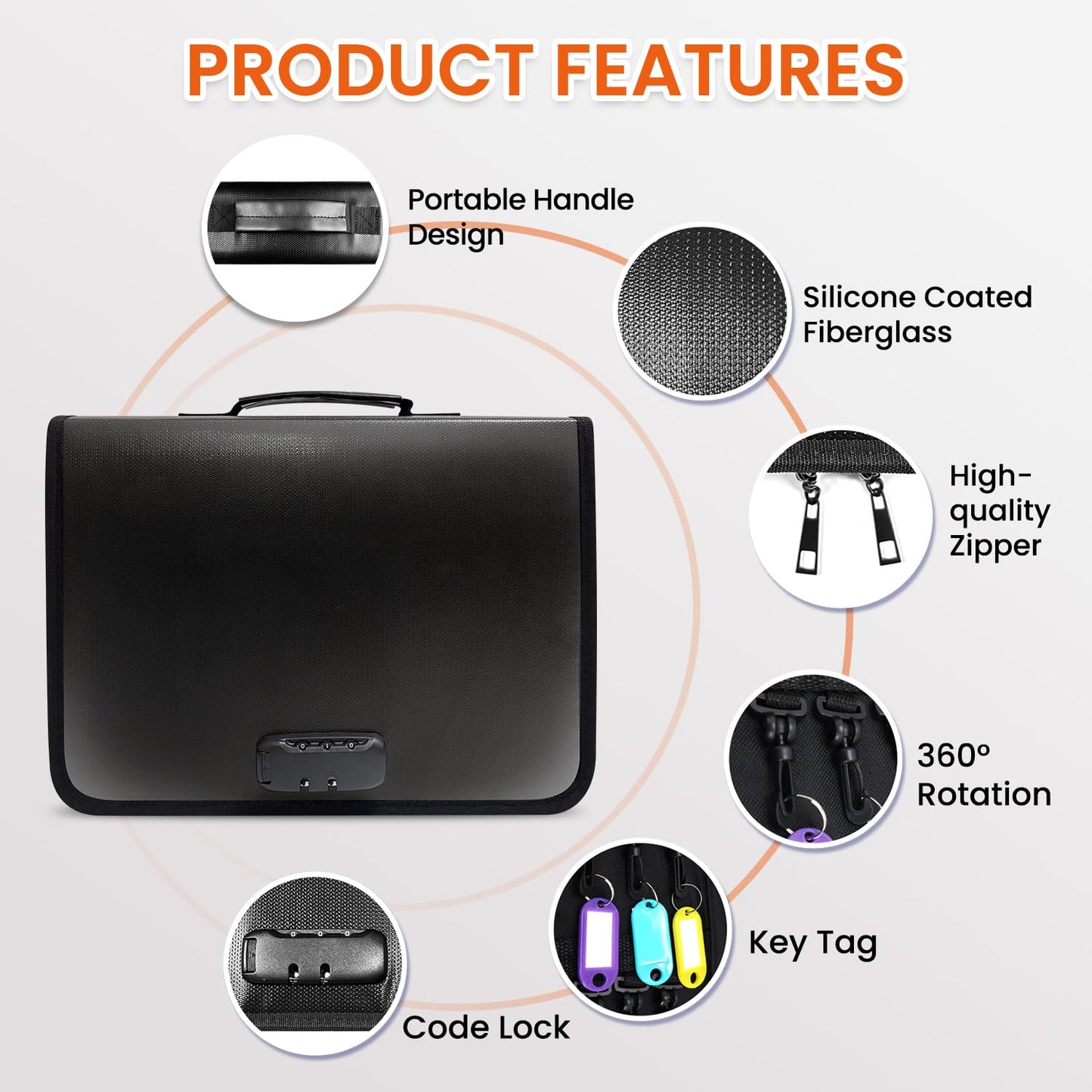 Opastry 138 Position Key Organizer with Combination Lock, Waterproof Fireproof Zippered Key Case, Key Holder Box for Rental Management Real Estate Sales Hotel Executives