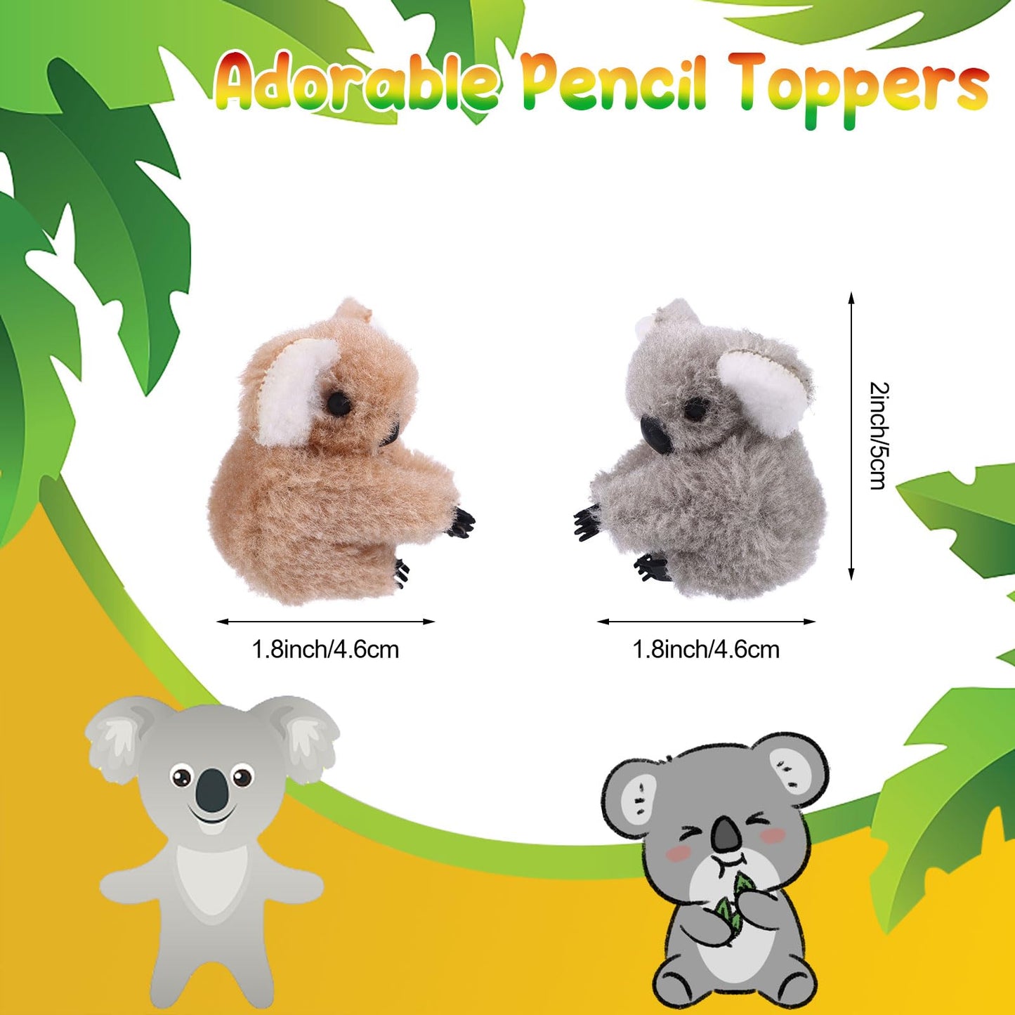 Youdaju 50 Pcs Koala Clip Koala Pencil Buddy KoalaBear Stuffed Animal Pencil Toppers Bear Prizes Fuzzy Animal Bear Hugger Clip Animal Plush Pen Accessories for Birthday Party Supplies(Brown&Grey)
