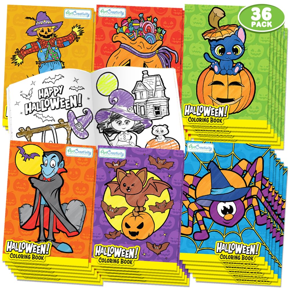 ArtCreativity Halloween Coloring Books for Kids – 36-Pack Mini 5”×7” Booklets – Non-Candy Trick-or-Treat Favors, Goodie Bag Fillers, Classroom Prizes, Party Handouts & Fall Crafts