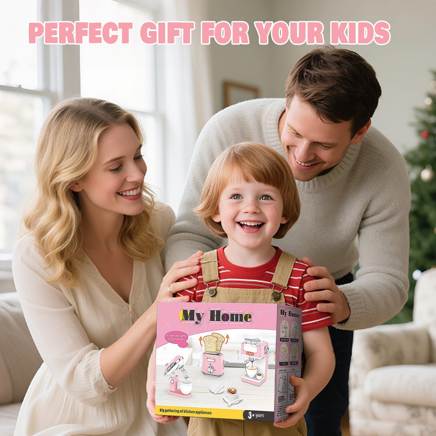 Ehome Play Kitchen Toys Kids Kitchen Accessories Pretend Play Kitchen Appliances Toy Set with Coffee Maker, Mixer, Toaster for Kids Toddler Kitchen Playset Ages 4 5 6 7 8 Girls